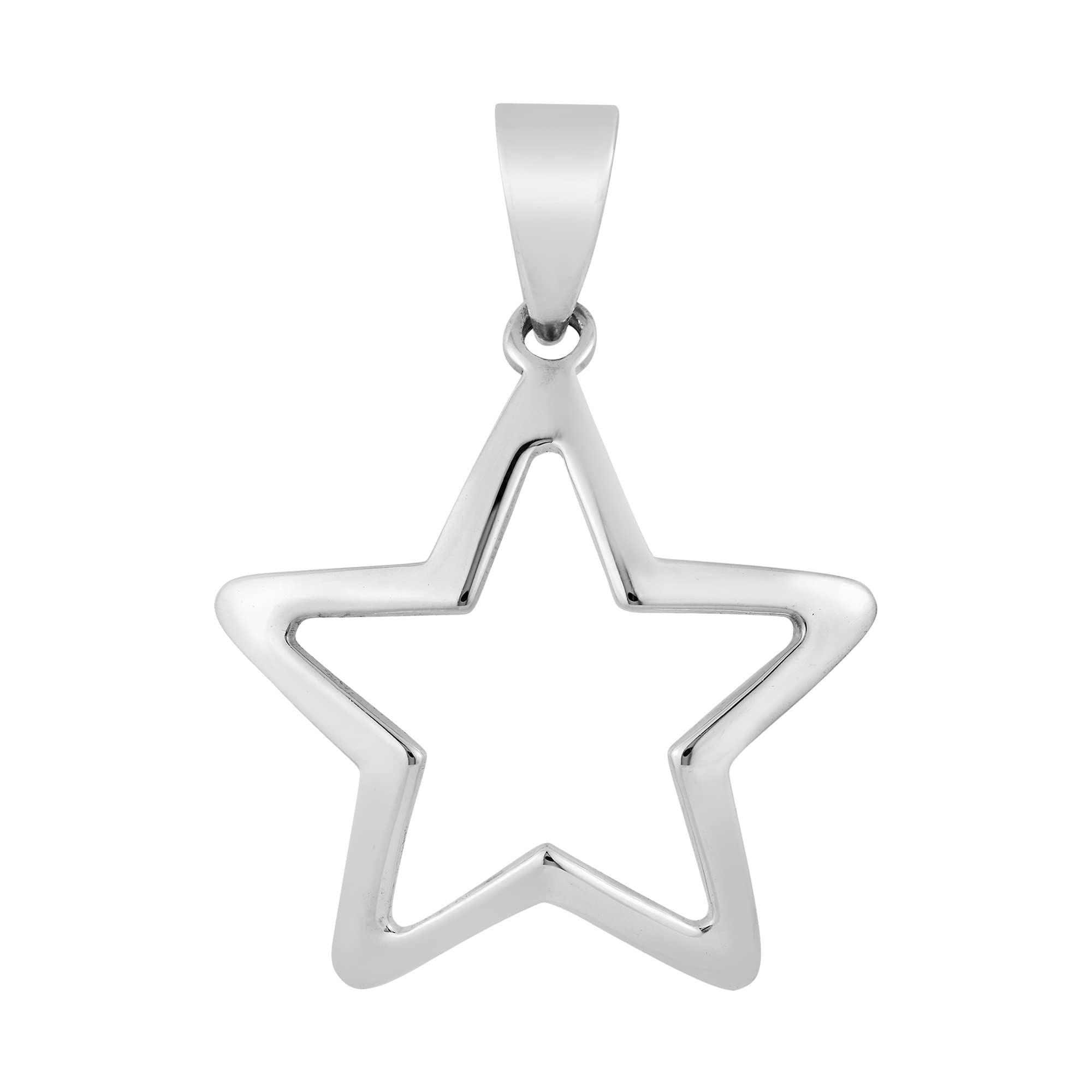 AeraVida 24mm Cute Star Cut-Out .925 Sterling Silver Pendant Necklace for Women | Minimalist Dainty Silver Charm Jewelry | Perfect for Everyday Wear, Gifts & Special Occasions
