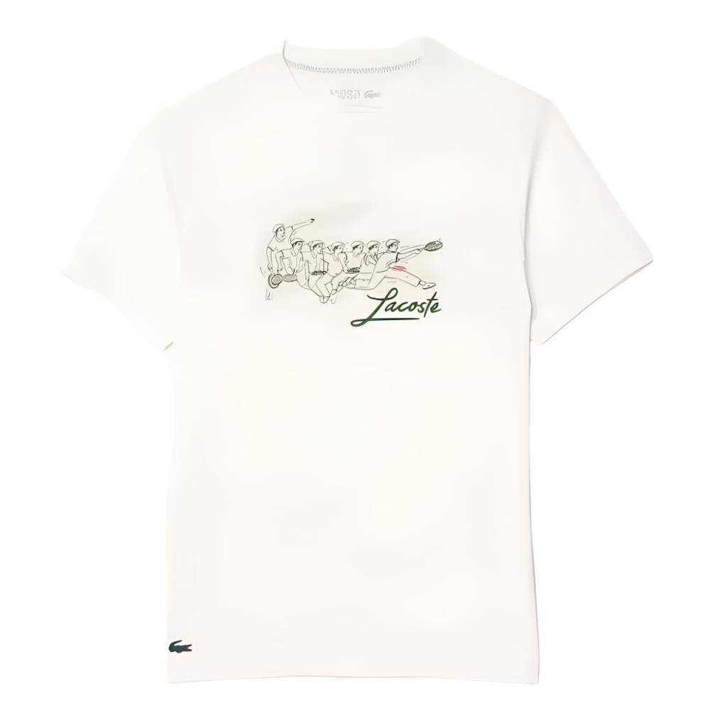 Lacoste Men's Ultra Dry Heritage Sport T-Shirt - Moisture Wicking, Breathable Cotton, Classic Fit (White) - Perfect for Gym, Running & Casual Wear