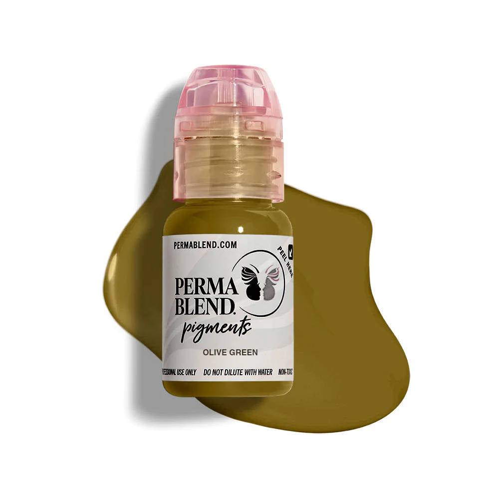 Perma Blend Olive Green Tattoo Pigment - Professional Tattoo Ink for Artists, Permanent Makeup & Cosmetic Tattooing - Ideal for Eyebrows, Eyeliner & Body Art