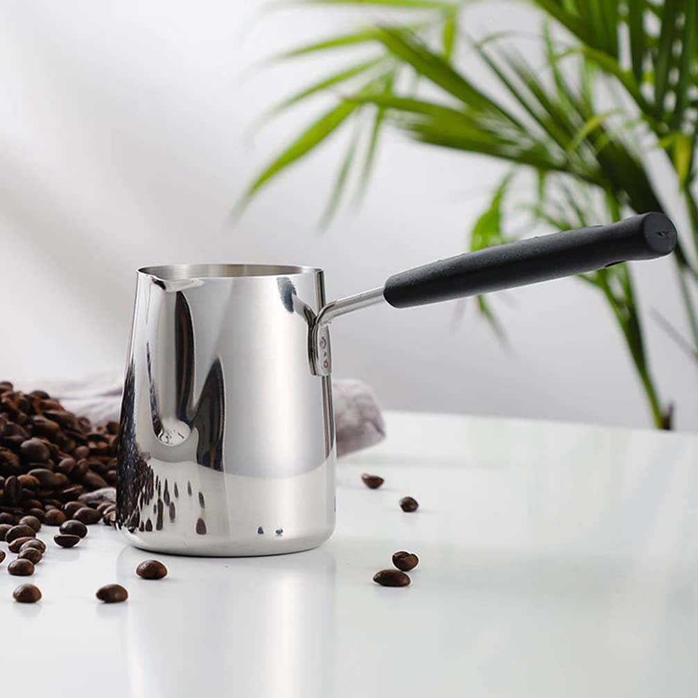 Hemoton 1Pc Stainless Steel Milk Frothing Pitcher with Handle - 304 Food Grade Espresso Steaming Cup for Coffee, Latte & Cappuccino - Perfect for Home Baristas & Coffee Shops (Ideal for Creating Microfoam & Latte Art)