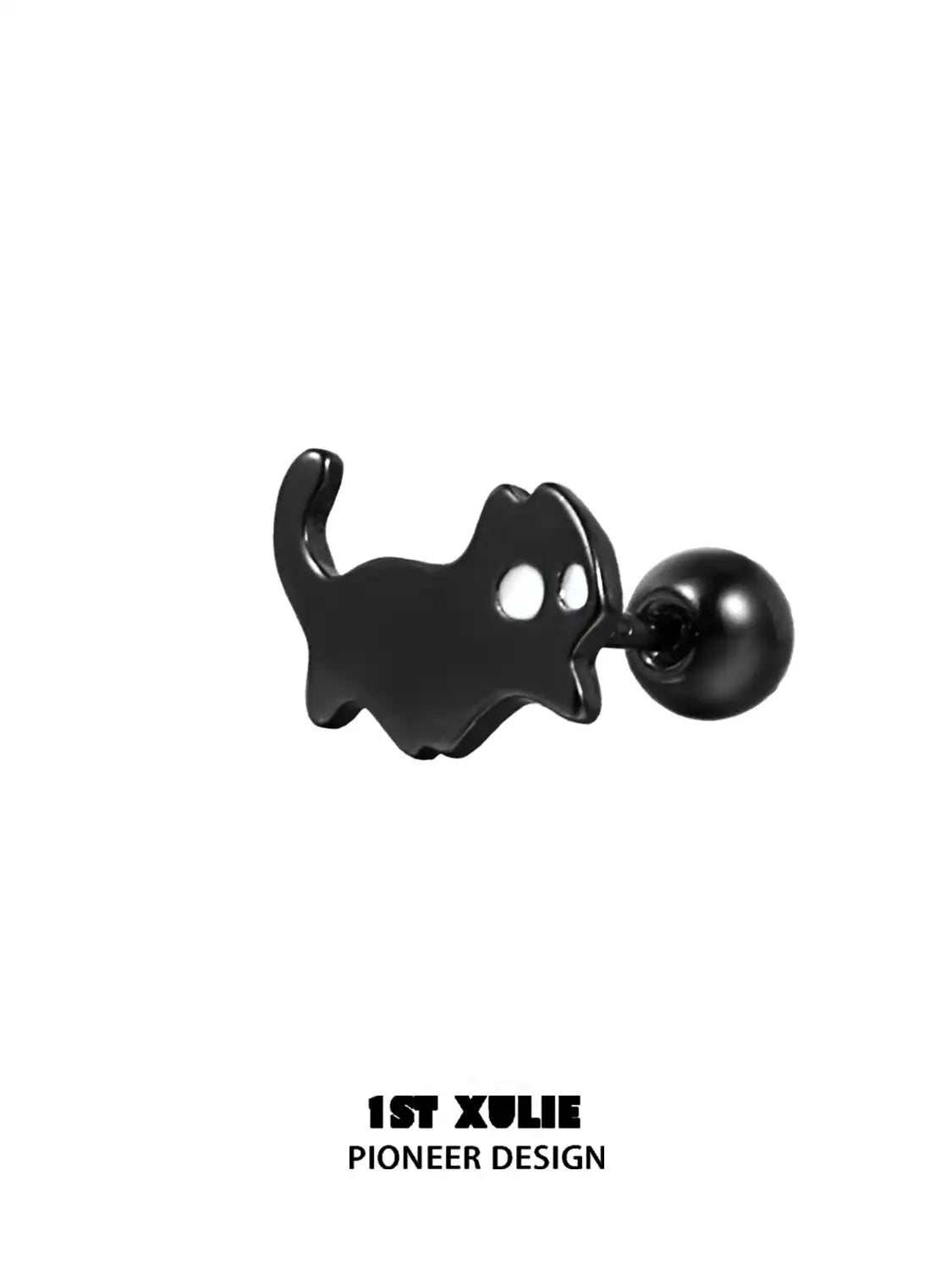 Ghosts Black Cat S925 Sterling Silver Stud Earrings for Women - Halloween Jewelry, Gothic Fashion Accessories, Perfect for Parties & Everyday Wear