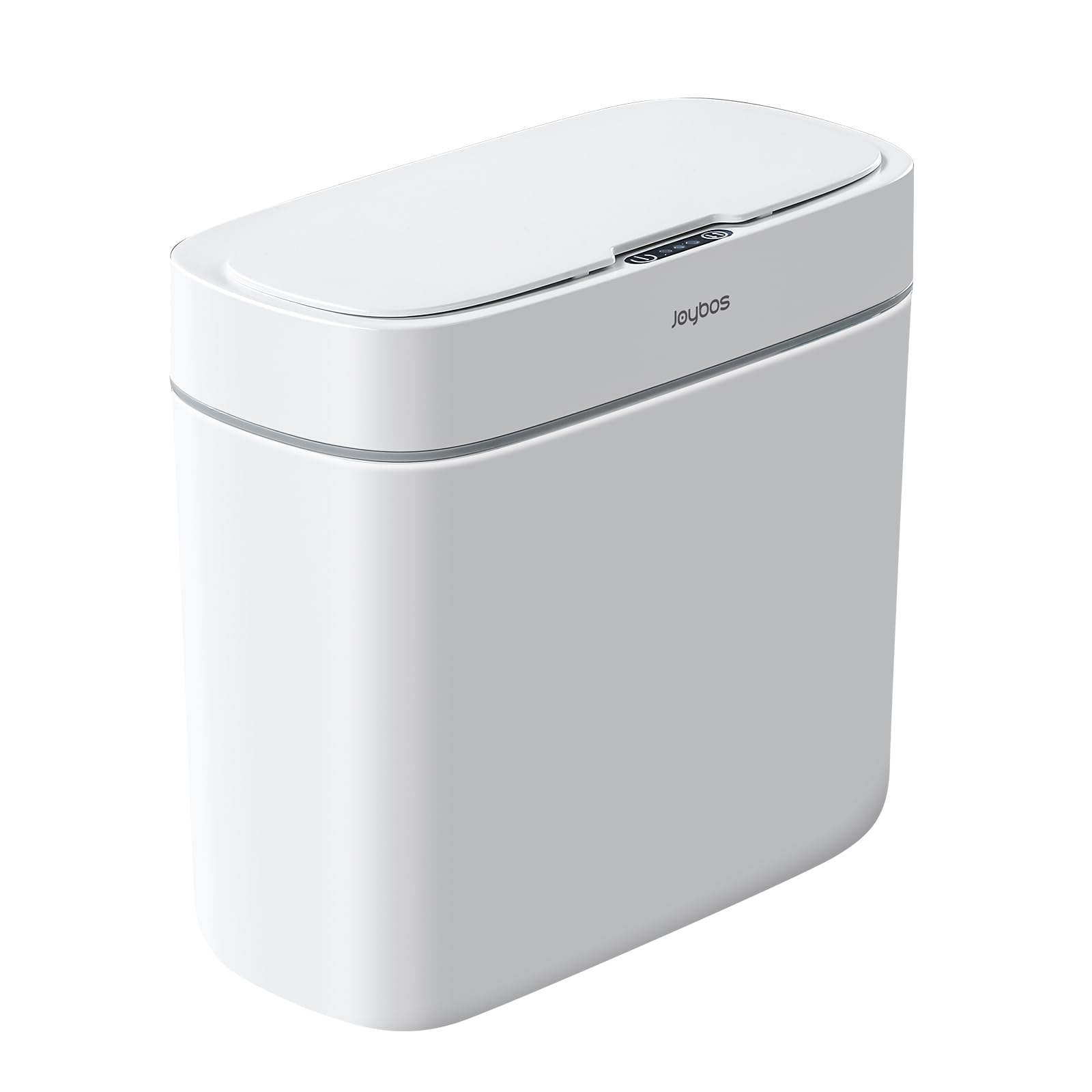 JOYBOS 3 Gallon Automatic Motion Sensor Trash Can with Lid - Waterproof Slim Plastic Garbage Bin for Bathroom, Bedroom, Kitchen, Office & RV - Perfect for Small Spaces & Hands-Free Disposal (White)
