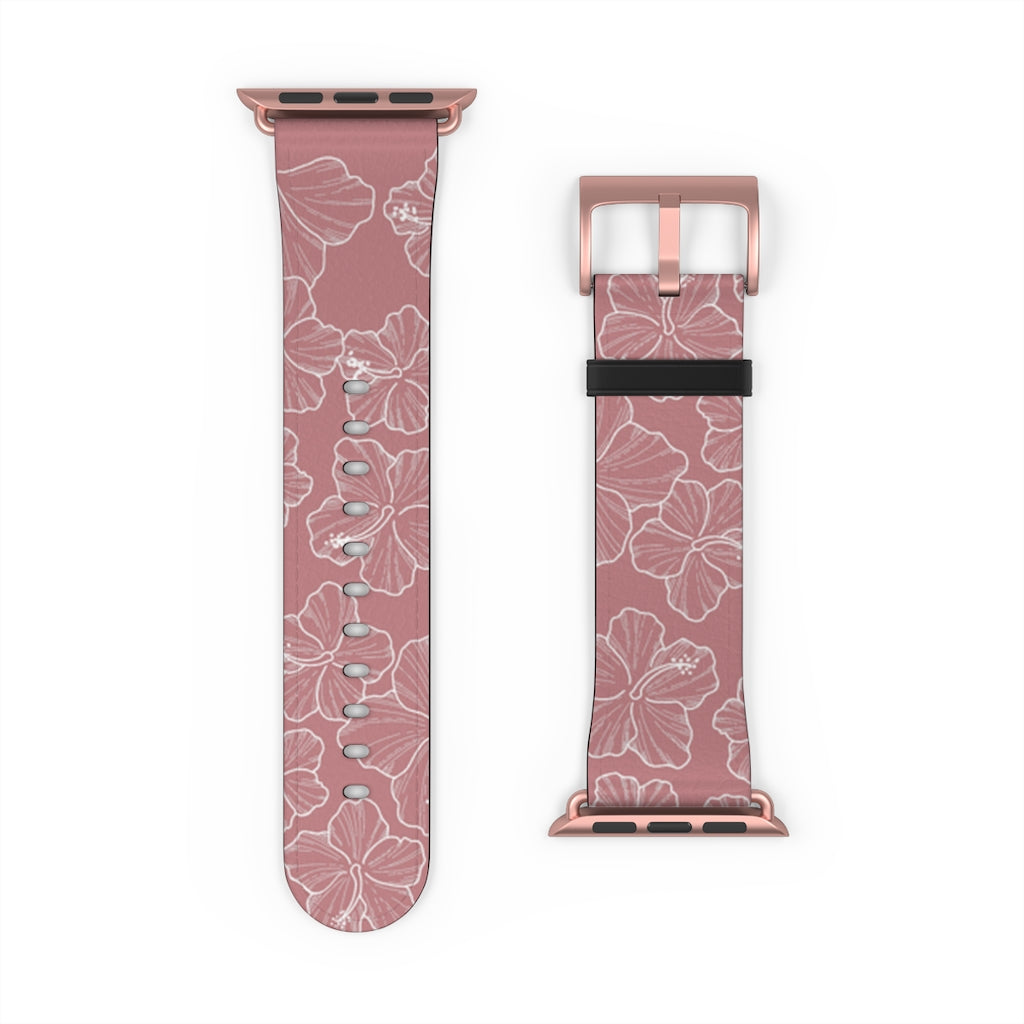 Premium Hibiscus Mauve Apple Watch Band - Soft Silicone Strap for Women & Men - Compatible with All Apple Watch Models - Perfect for Workouts, Running & Everyday Wear