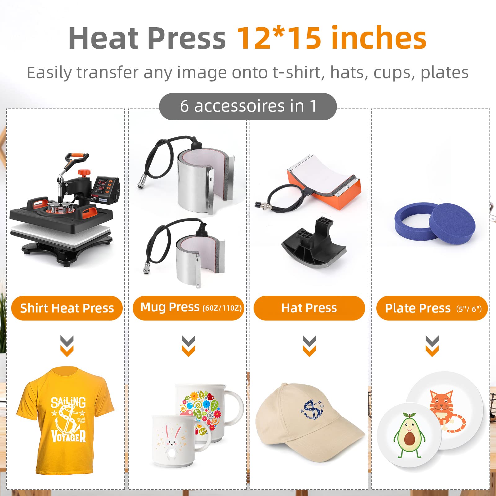 6 in 1 Heat Press Machine with 360° Rotation - 12