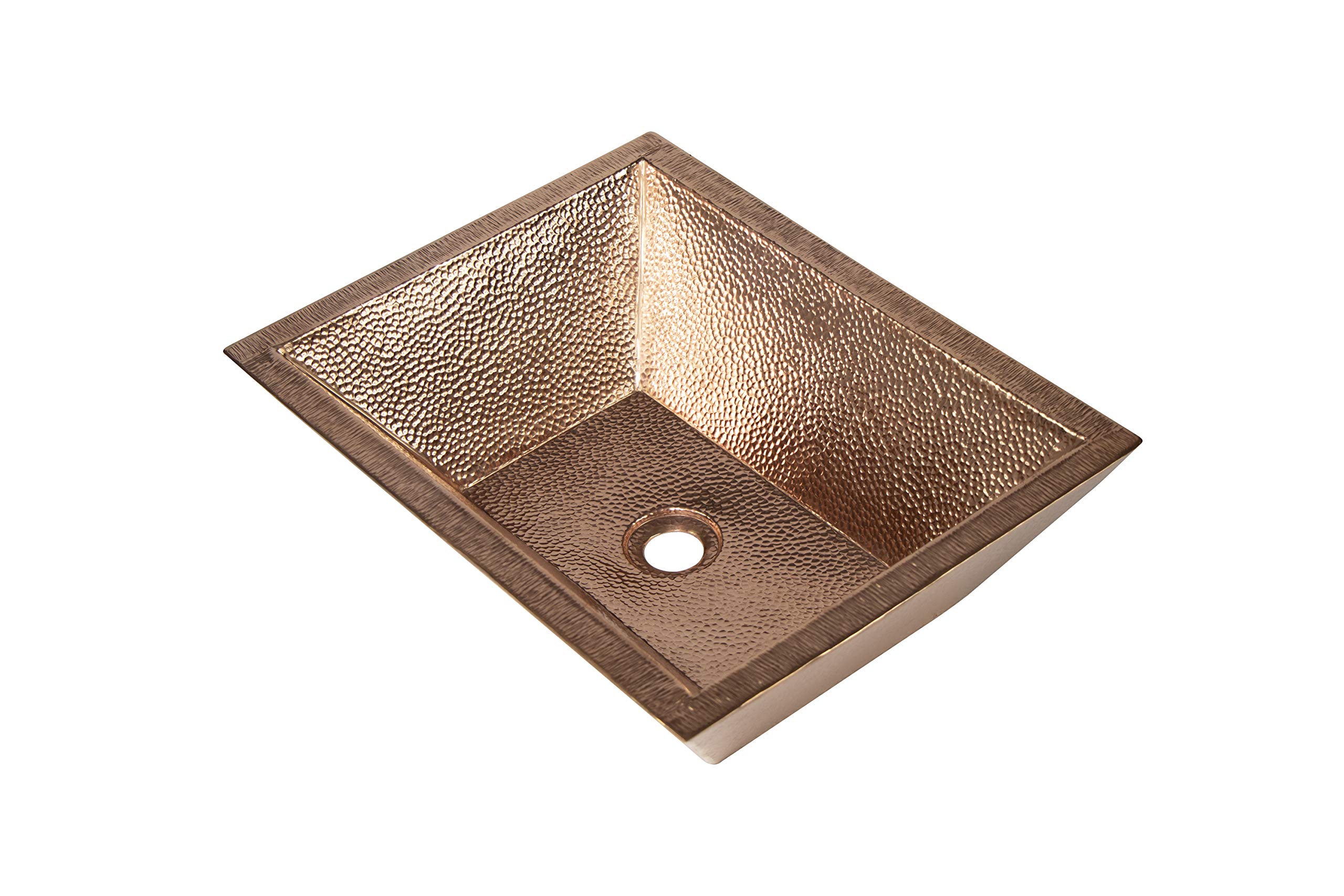18x14 Inch Mexican Hammered Copper Bathroom Sink - Handcrafted Rectangular Double Wall Copper Vessel Sink with Shiny Finish & Decorative Lip Hammering | Perfect for Rustic, Farmhouse & Southwestern Style Bathrooms