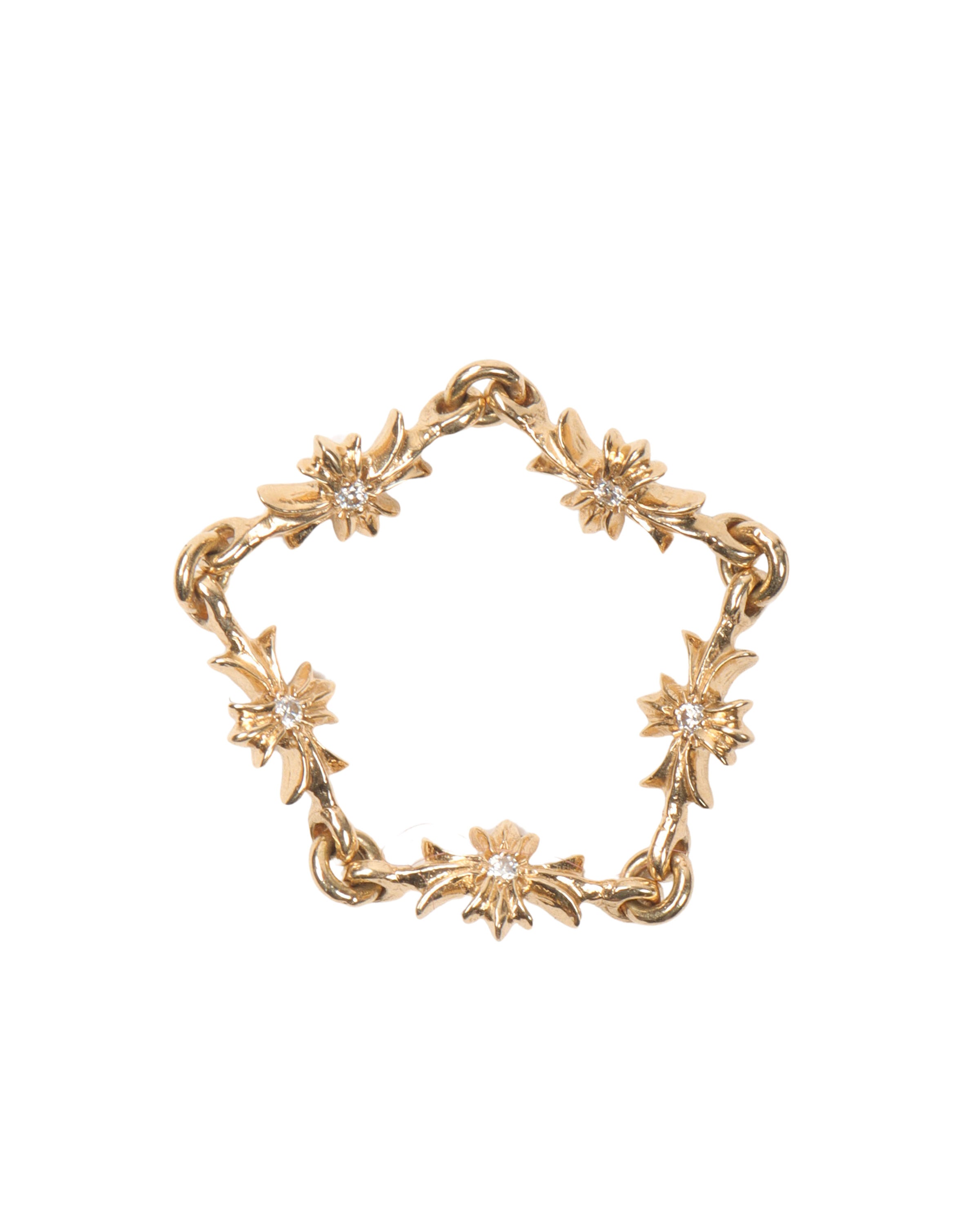 22K Gold & Diamond Tiny E Chain Ring for Women - Elegant Stackable Ring for Everyday Wear, Gift for Her, Anniversary, Wedding, or Special Occasion