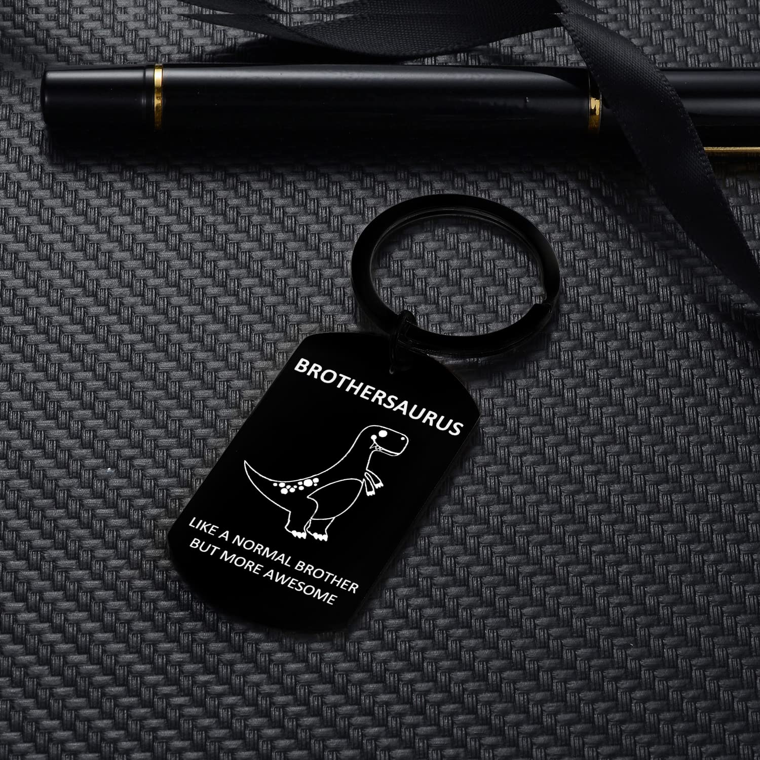 YEEQIN Personalized Dinosaur Keychain - Funny Brothersaurus Gift for Men, Little Brother & Best Friend - Perfect Birthday Gift for Brother, Office Desk Decor & Daily Carry Accessory