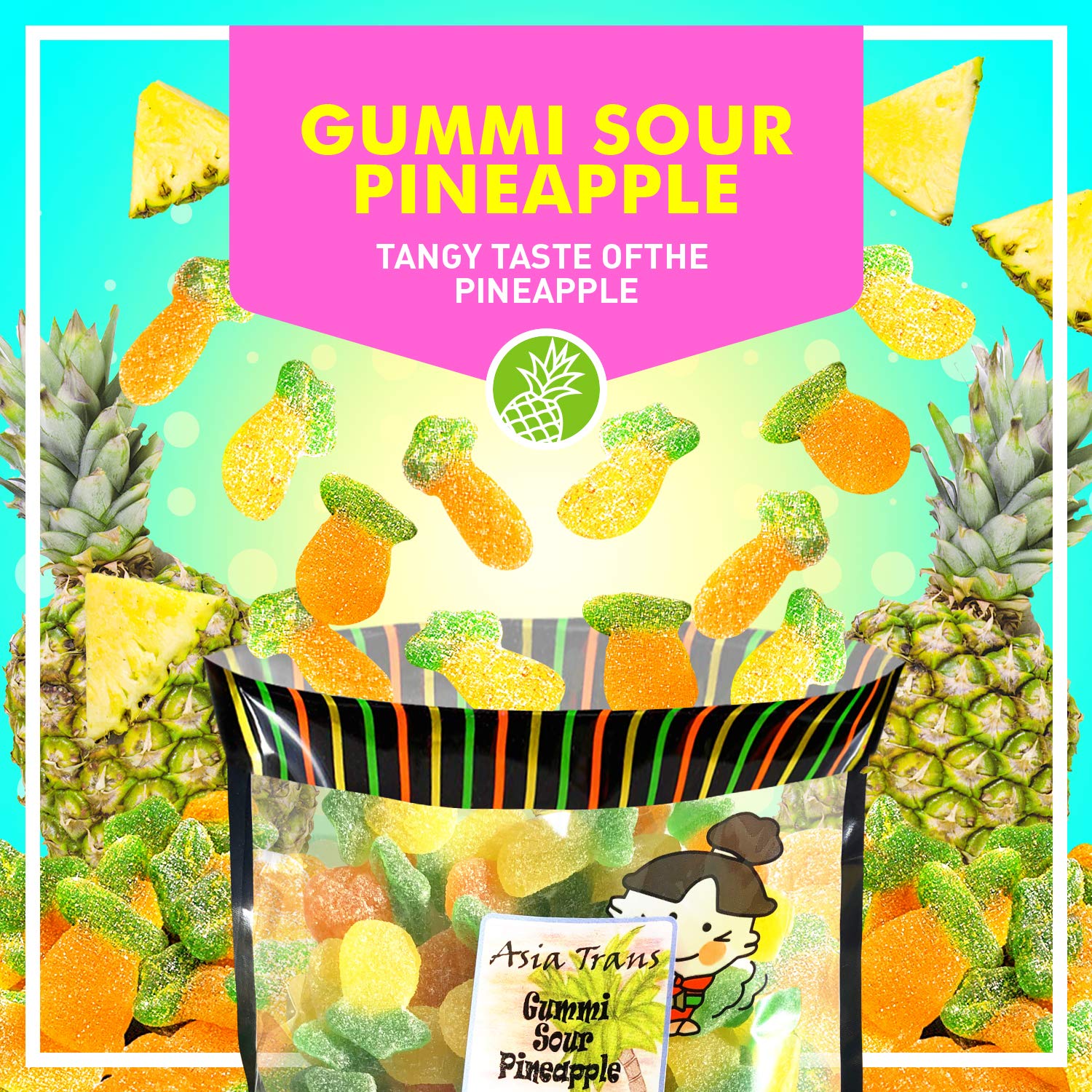 Hawaiian Tropical Pineapple Gummy Candy - Sweet & Chewy Snack, 12 oz Bag - Perfect for Parties, Travel & On-the-Go Treats