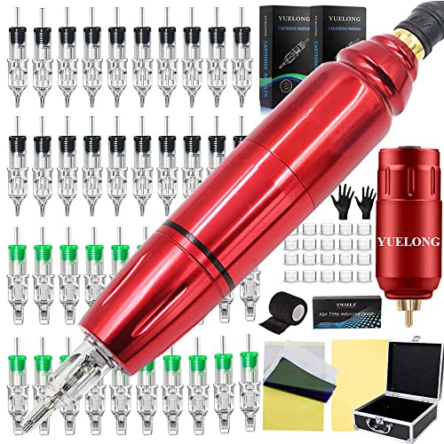Yuelong Wireless Rotary Tattoo Machine Kit - Complete Red Tattoo Gun Set with Wireless Power & Accessories, Portable Case for Professional Tattoo Artists | Ideal for Studio Work & Mobile Tattooing