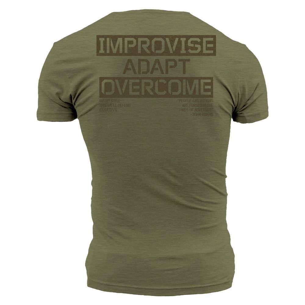Improvise Adapt Overcome Military Green T-Shirt - Comfortable Cotton Tee for Outdoor Adventures, Gym Workouts & Casual Wear