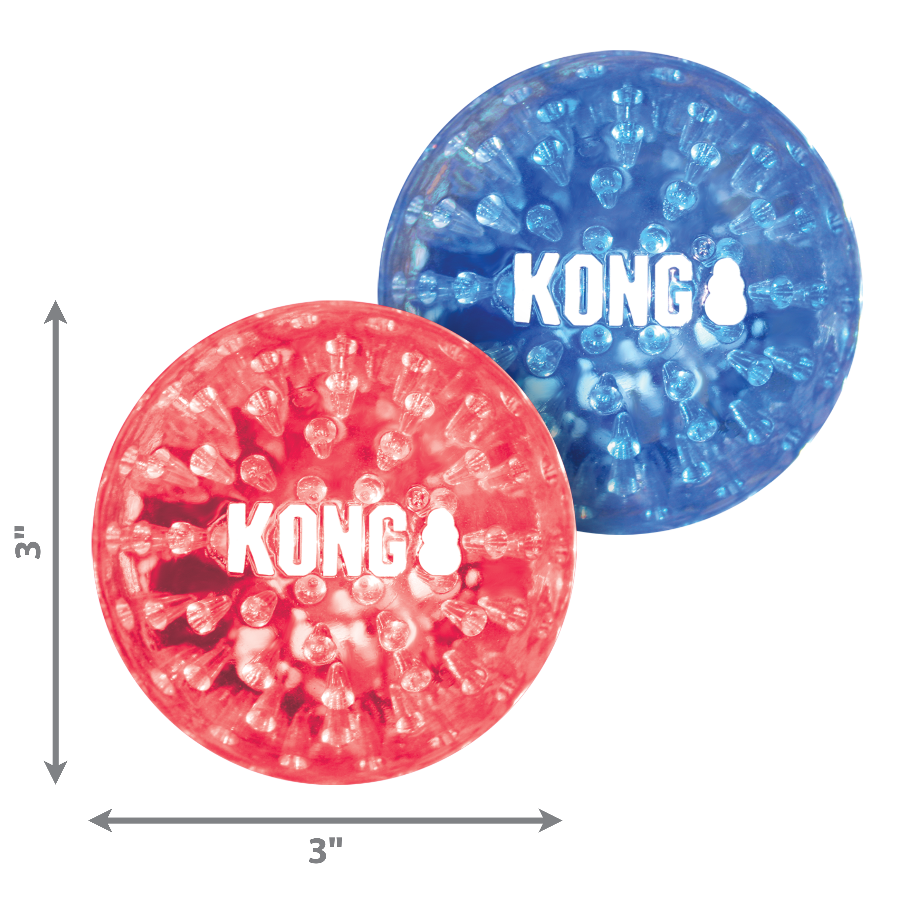 KONG Squeezz Geodz - 2 Pack Dog Chew Toys with Squeaker & Textured Surface for Teeth Cleaning | Durable Rubber Puppy Chew Toys for Small & Medium Dogs | Perfect for Playtime, Training & Anxiety Relief