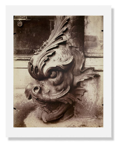 Vintage Jean Eugène Auguste Atget Gargoyle Photograph - Louvre Paris Gothic Architecture Art Print for Home & Office Decor