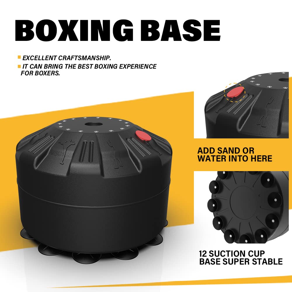 Freestanding Heavy Punching Bag with Stand - Adult & Youth Boxing Bag with Suction Cup Base for Home, Office, Gym - Perfect for Kickboxing, MMA Training & Fitness Workouts