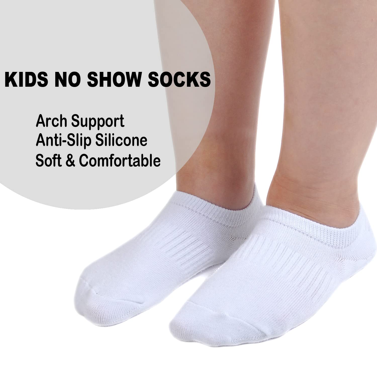 EPEIUS Kids No Show Socks for Girls & Boys - 6/12 Pack Soft Cotton Low Cut Ankle Socks with Non-Slip Grips - Perfect for School, Sports & Everyday Wear