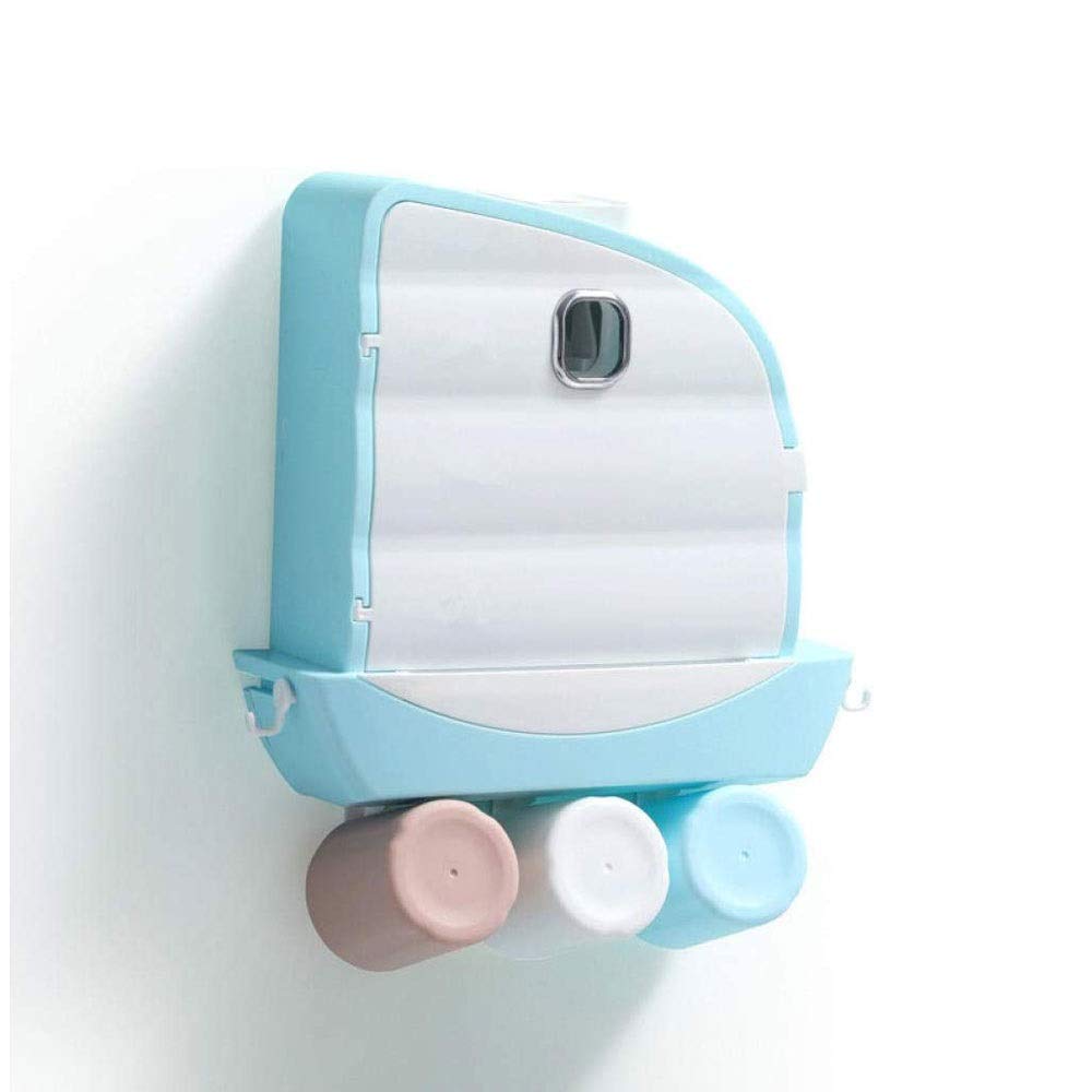 Automatic Toothpaste Dispenser & Toothbrush Holder Set - Wall-Mounted Dustproof Bathroom Organizer with Wash Cup Storage, ABS Plastic (White) - Perfect for Modern Bathrooms & Small Spaces
