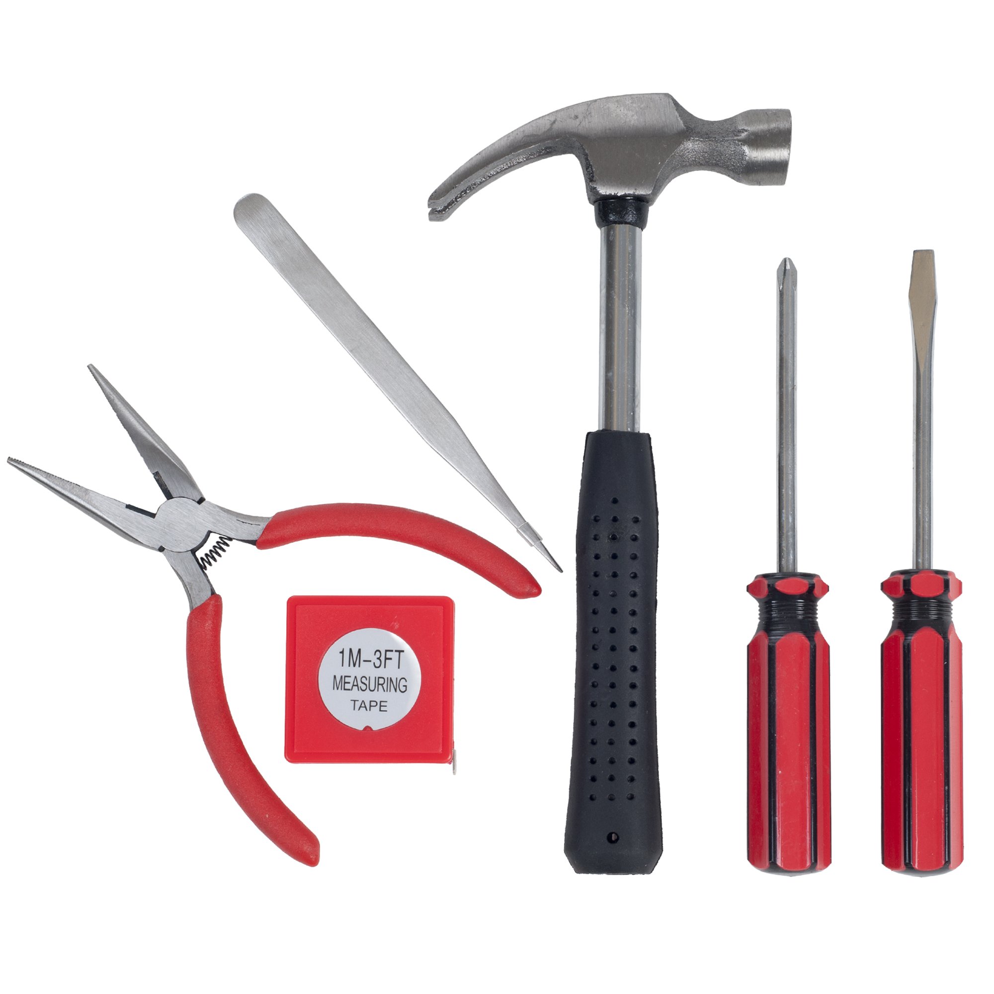Stalwart 6-Piece Household Hand Tool Set - Hammer, Screwdriver Set, Pliers - Black | Home Repair, Office Maintenance & Car Emergency Kit | Durable DIY Tools for Basic Fixes & Household Projects