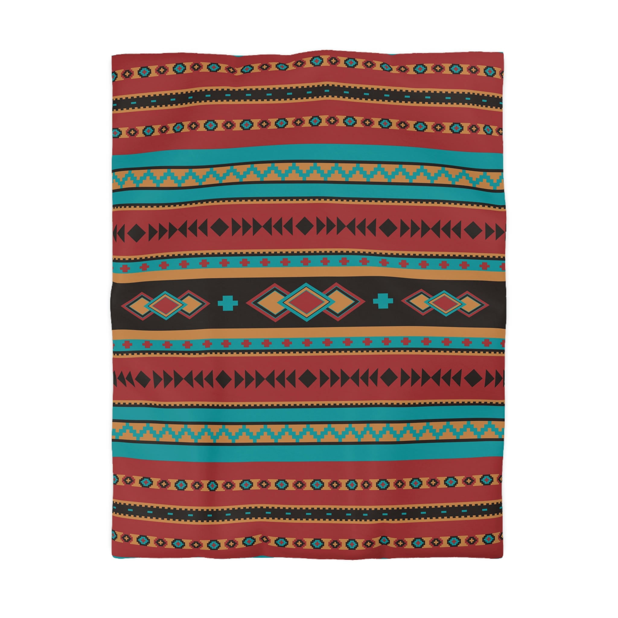 Southwestern Microfiber Duvet Cover - Desert Jewel Pattern Rustic Bedding Set for Queen/King Size - Soft Breathable Bedroom Decor for Cozy Cabin, Farmhouse or Boho Chic Home