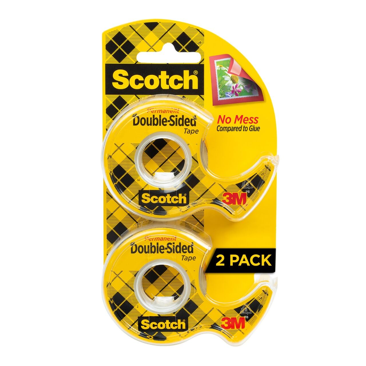 Scotch Double Sided Tape with Tape Dispenser - 2 Rolls (0.5 in. x 400 in.) - Strong Adhesive for Office, School, Arts & Crafts, Scrapbooking - Perfect for Mounting Photos, DIY Projects & Home Decor