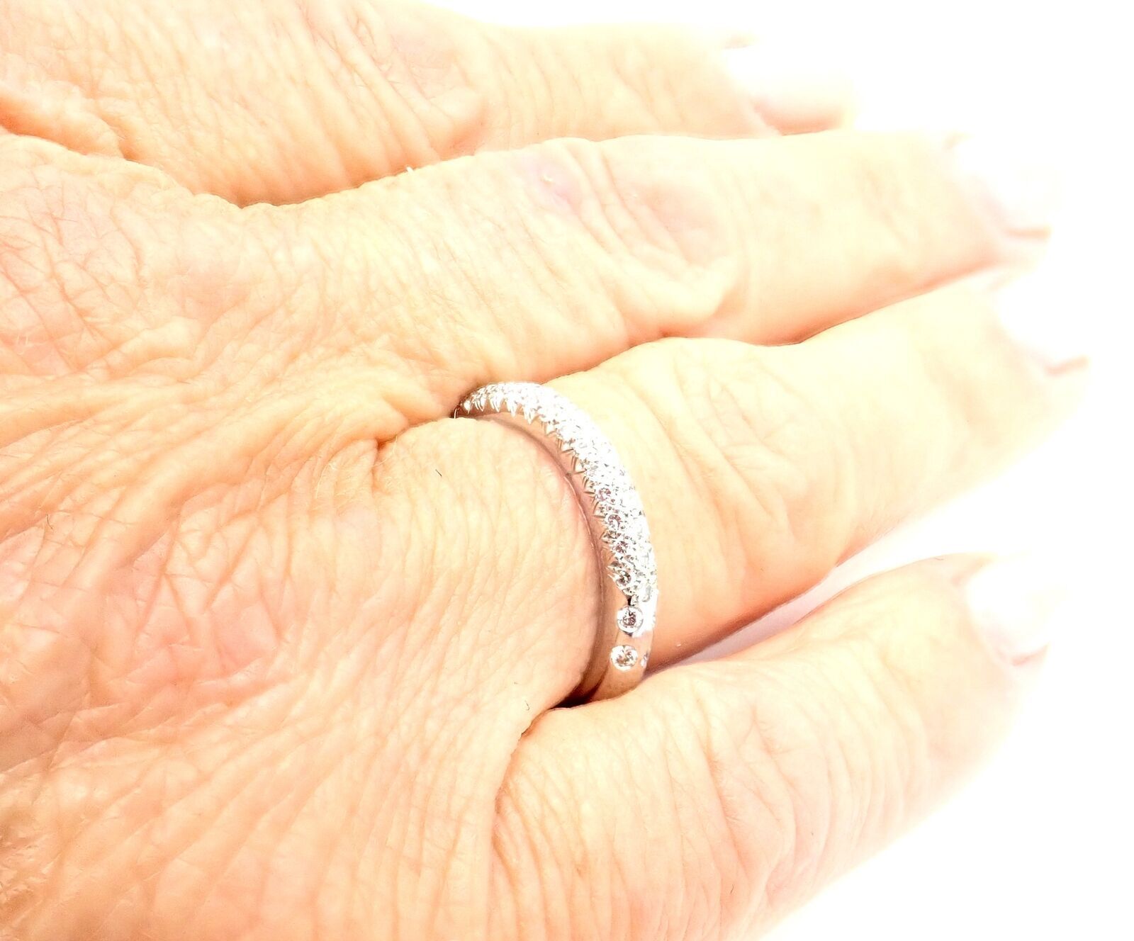 Authentic Chanel 18k White Gold Diamond Band Ring for Women - Luxury Wedding Engagement Promise Ring - Perfect for Anniversary, Proposal & Special Occasions