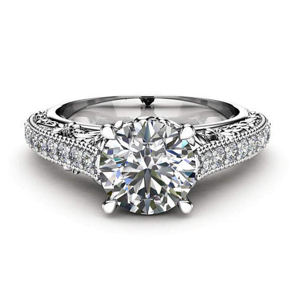 3 Carat Cubic Zirconia Diamond Ring for Women - Vintage Halo Engagement Ring, Wedding Promise Ring, Elegant CZ Jewelry Gift for Anniversary, Valentine's Day & Special Occasions