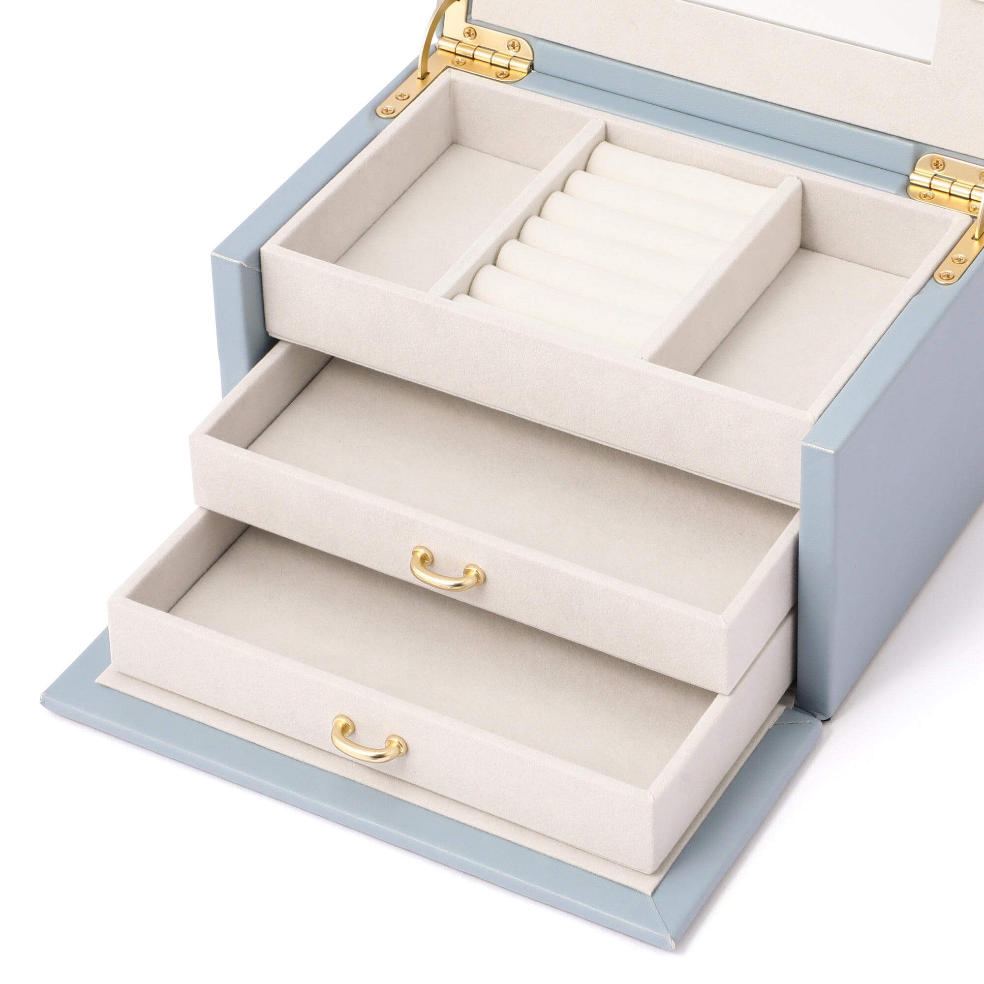 Exquisite Blue Floral Embroidery Jewelry Box - Small Handmade Storage Case for Rings, Earrings & Necklaces - Perfect for Travel, Gifting & Home Decor
