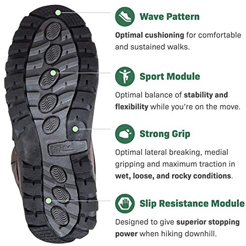 Mt. Edge Kids Hiking Boots for Boys - Waterproof Faux Nubuck High-Top Outdoor Shoes for Trail Walking & Mountain Adventures
