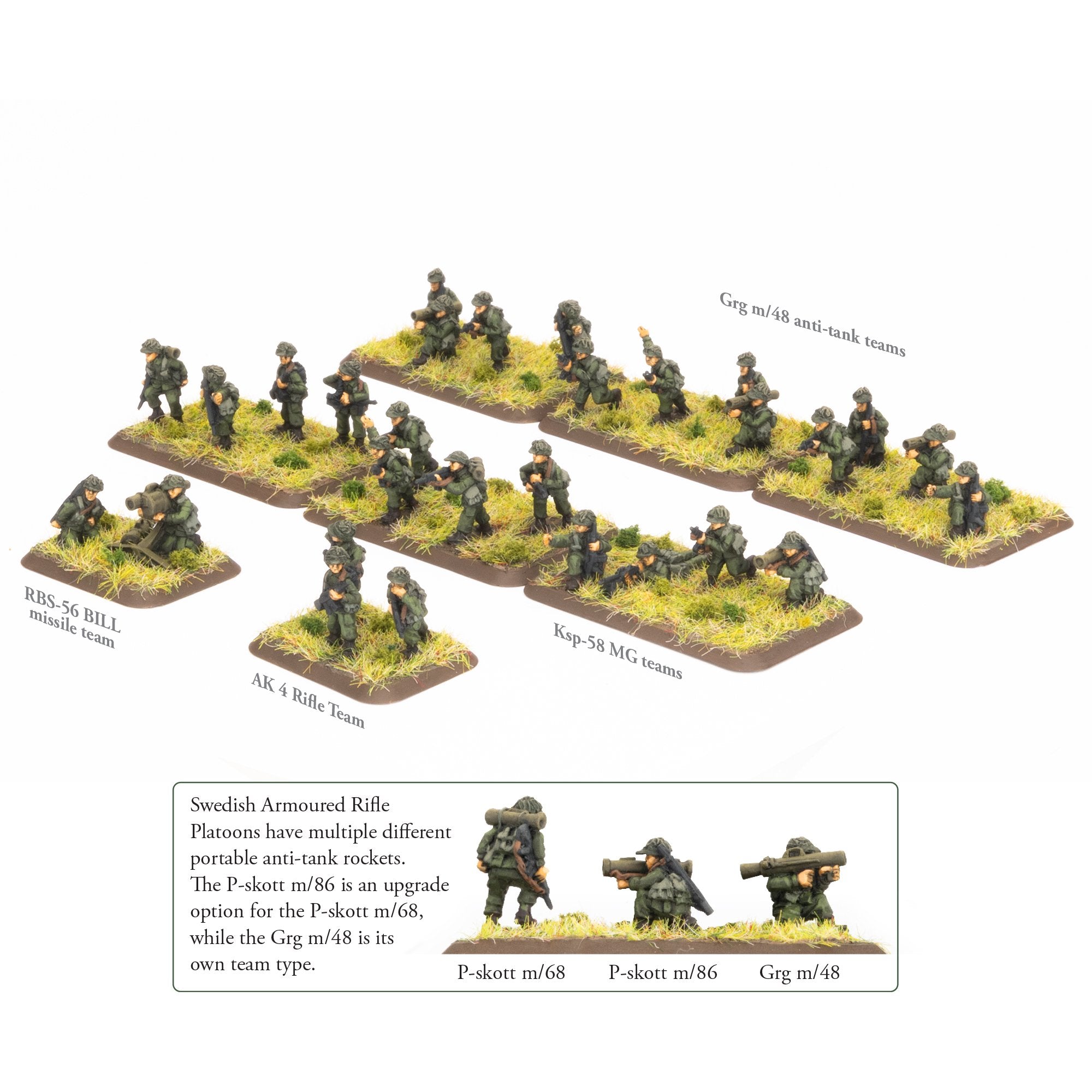 Swedish Armored Rifle Platoon - 32 Highly Detailed Military Miniature Figures for Wargaming and Tabletop Strategy Scenes