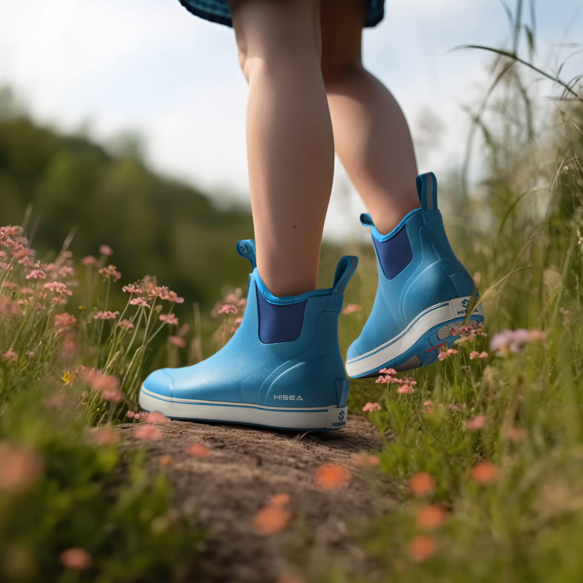 HISEA Women's Waterproof Ankle Rain Boots - Non-Slip Rubber Fishing & Garden Boots for Outdoor Activities, Hiking, and Yard Work