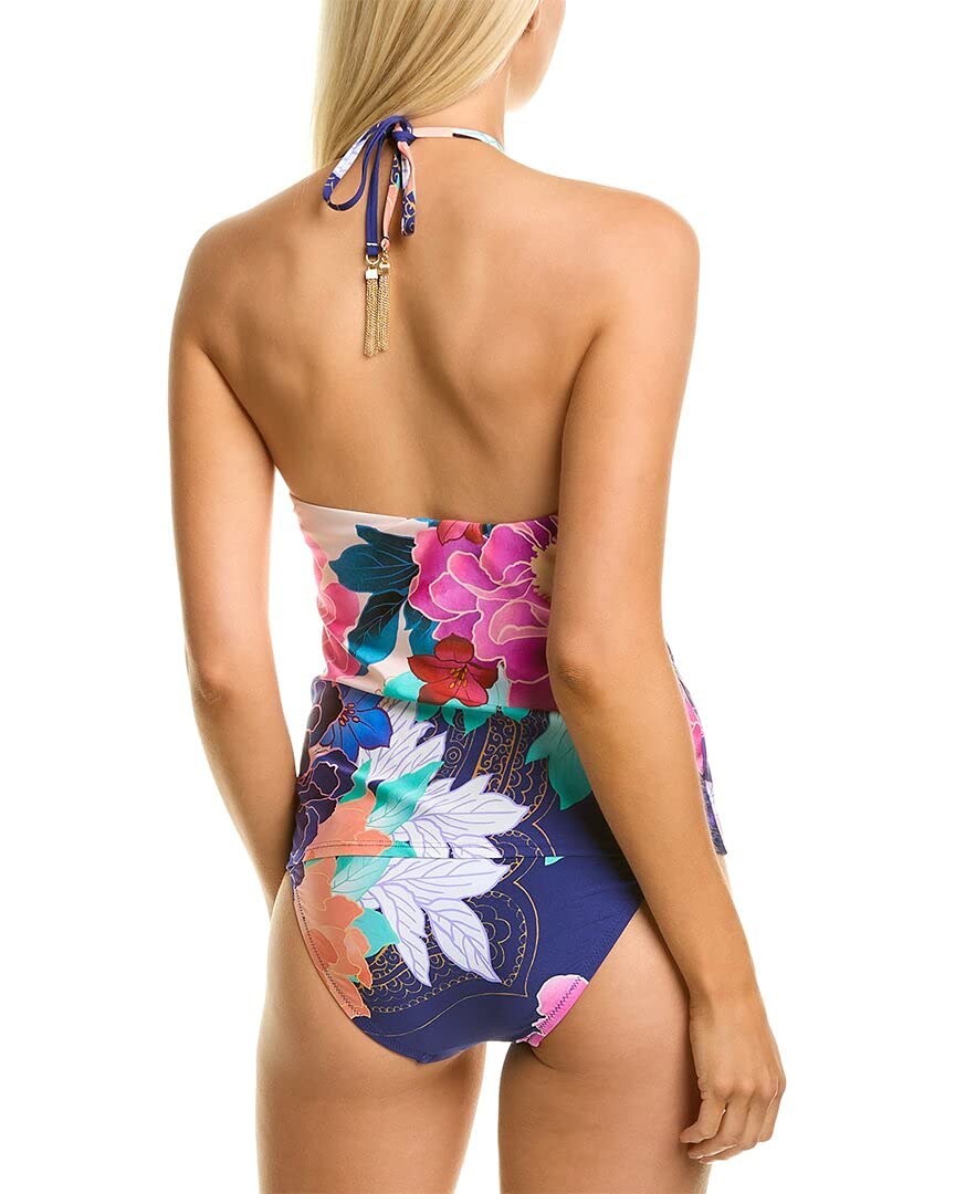 Trina Turk Women's Standard Halter Bandeau Tankini Swimsuit Top | Stylish Swimwear for Beach & Pool | Perfect for Vacation, Resort Wear & Summer Activities