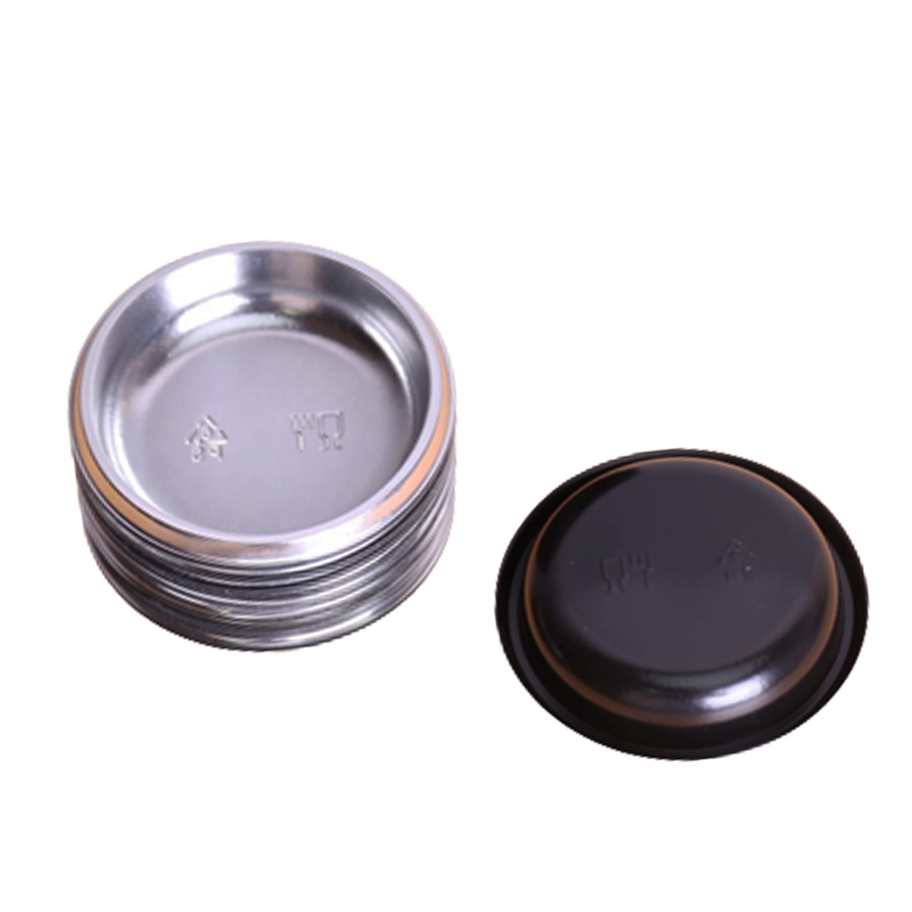 100-Pack Silver Mini Round Disposable Sauce Dishes - Small Dipping Plates for Desserts, Soy Sauce, Soup & Seasoning | Perfect for Home, Restaurants, Parties & Catering Events