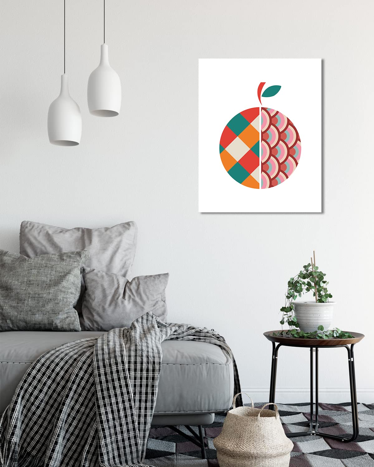 Govivo Geometric Orange Fruit Wall Art Canvas - Modern Kitchen Decor for Women, Ready to Hang 32x40 - Perfect for Food Prep Area, Dining Room & Chef Gifts