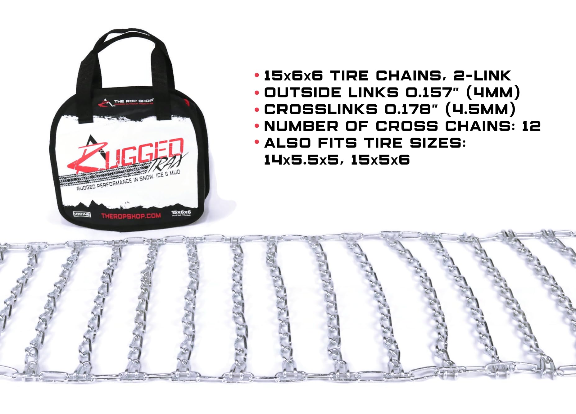 New Pair 2 Link TIRE Chains 15x6.00-6 for John Deere Lawn Mower Tractor Rider - Heavy Duty Snow Traction - Perfect for Winter Yard Work & Snow Removal