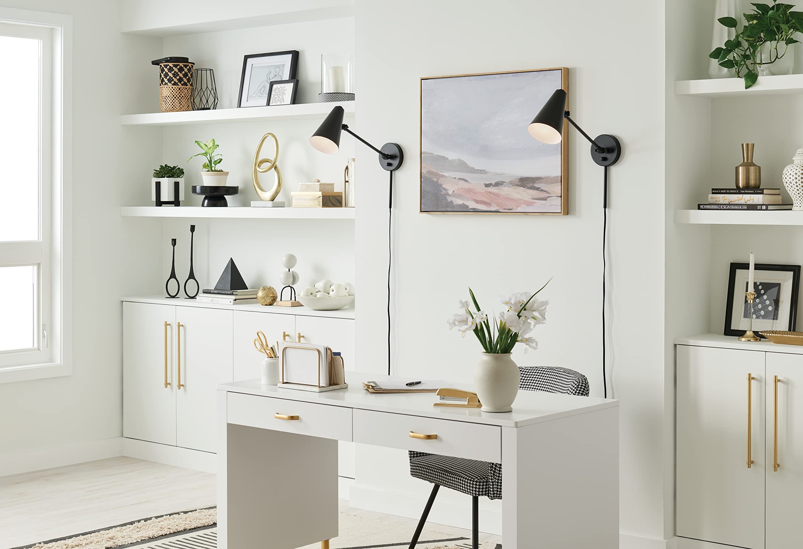Kichler Sylvia 1-Light Black Wall Sconce 52485BKB - Perfect for Bedroom, Hallway, and Entryway Lighting