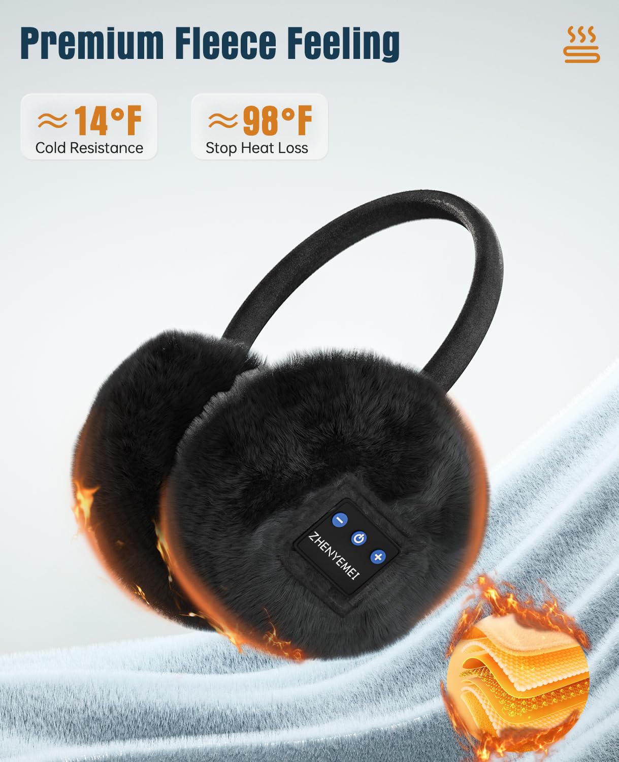 Wireless Bluetooth Ear Muffs for Winter - HD Sound & Built-in Mic - Warm Headphones for Men & Women - Perfect for Skiing, Running & Outdoor Activities