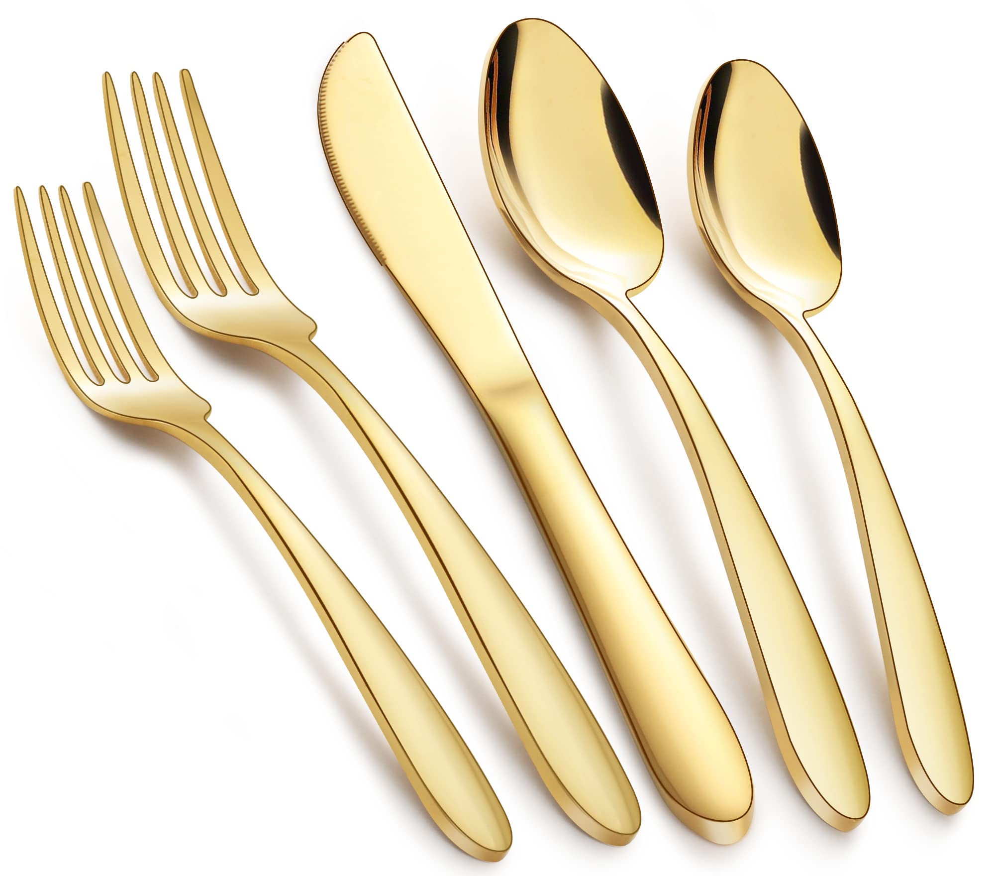 Premium 40-Piece Stainless Steel Flatware Set - Mirror Polished Gold & Silver Cutlery for 8 (Forks, Spoons, Knives) | Food-Grade, Dishwasher Safe | Ideal for Home, Restaurant, Dinner Parties & Wedding Receptions