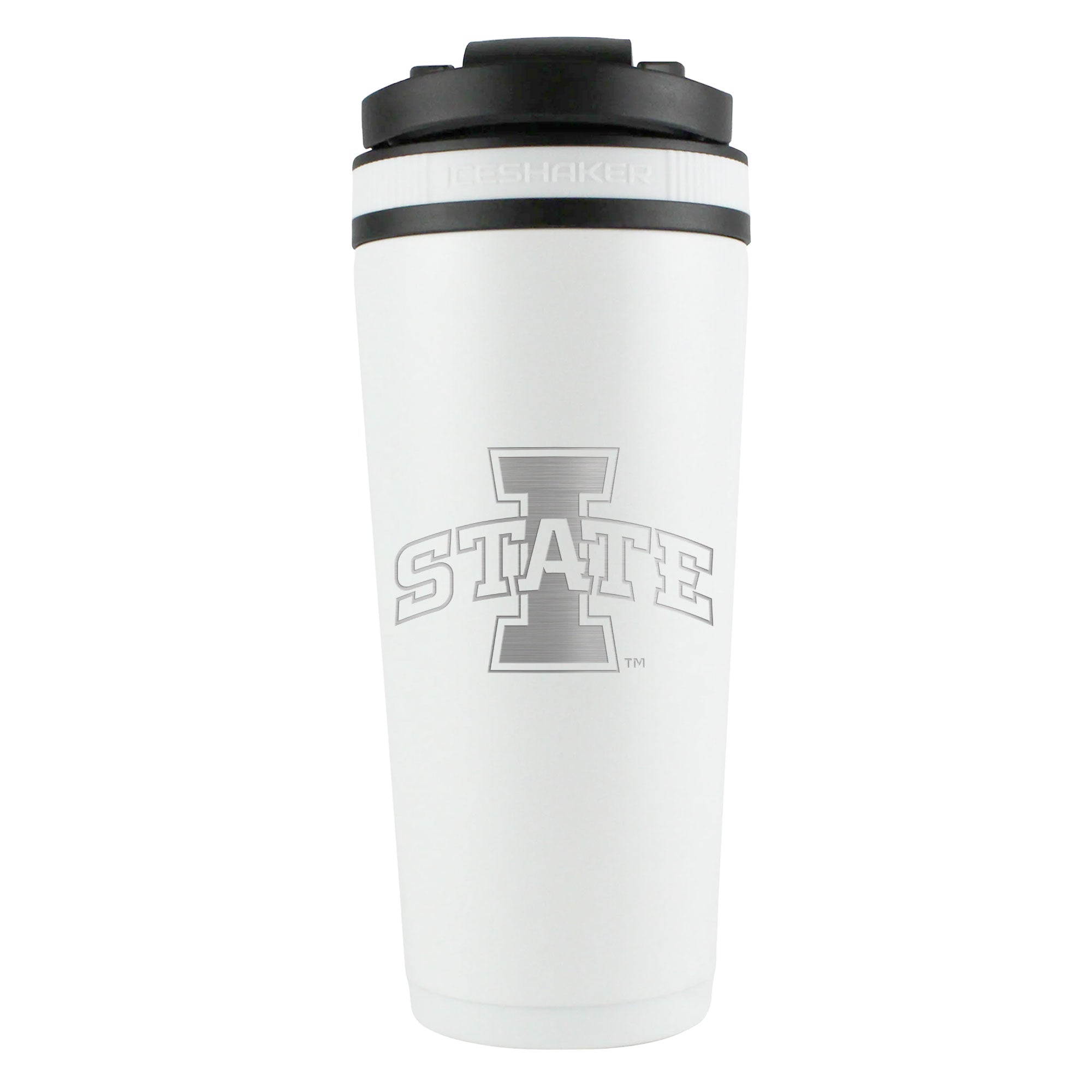 Officially Licensed Iowa State University 26oz Insulated Stainless Steel Ice Shaker Bottle - White - Perfect for Gym, Workouts & College Tailgating