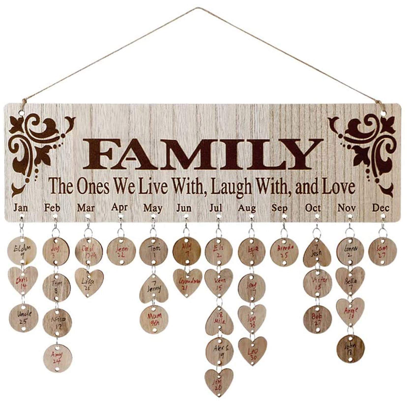 DIY Wooden Calendar Reminder Board - Customizable Family Birthday Tracker & Wall Decor - Perfect Gift for Christmas, Birthdays, Anniversaries - Great for Home, Office, Kitchen & Dorm Room Organization