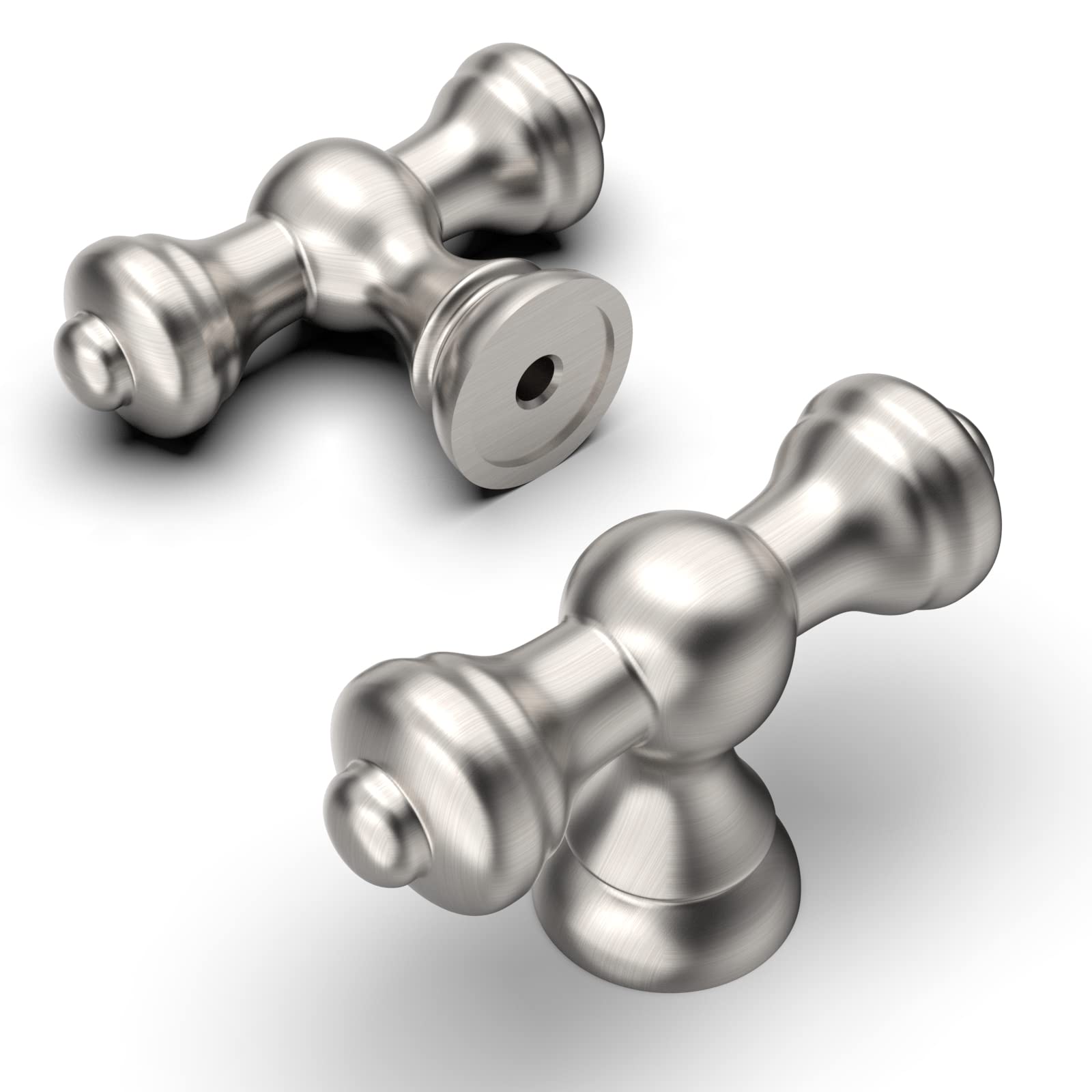 Amerdeco 20 Pack Brushed Satin Nickel Cabinet Knobs 2.1 Inch (53mm) Single Hole Drawer Pulls - Modern Kitchen & Bathroom Hardware for Dressers, Cabinets, and Furniture (Easy Installation & Durable Finish)