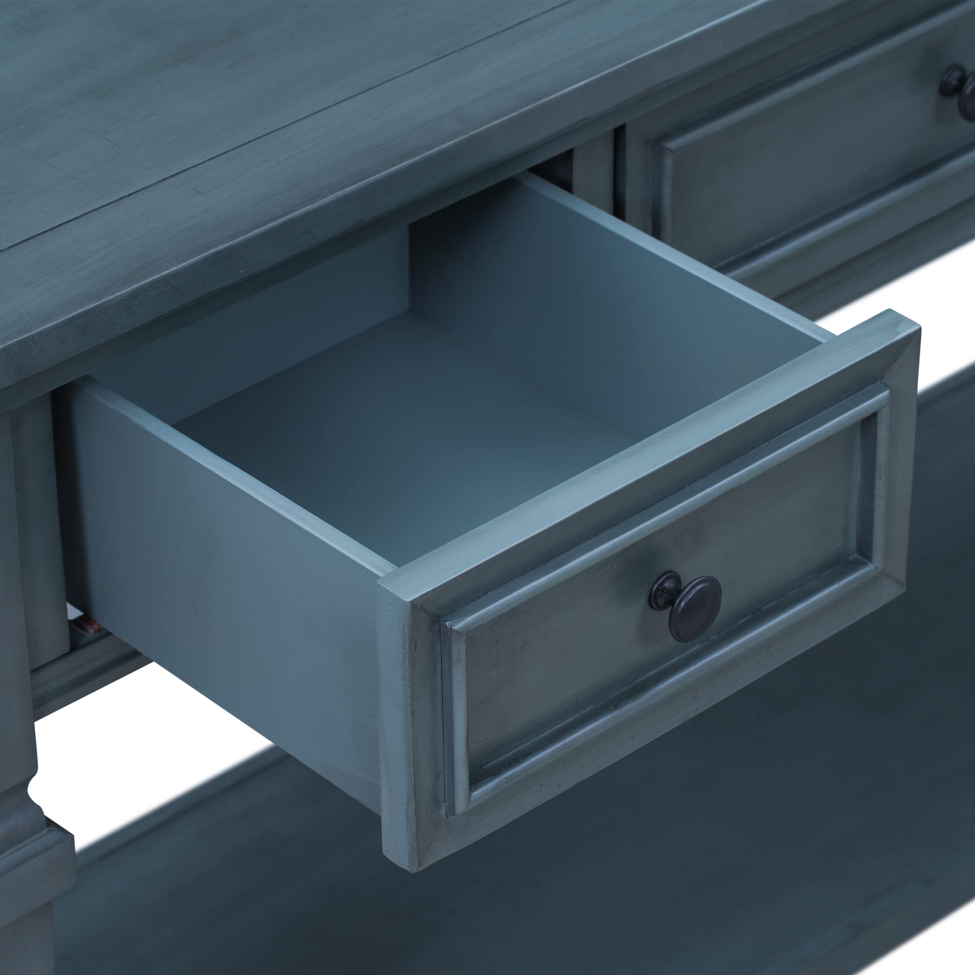 P PURLOVE Navy Console Table with 2 Drawers & Open Shelf - Entryway Sofa Table, Hallway Accent Furniture for Living Room, Bedroom & Office Organization