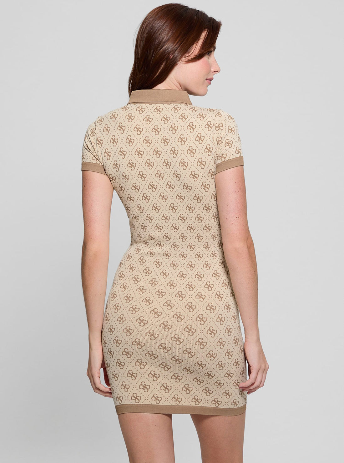 Stylish Beige Logo Rhombus Mini Dress for Women - Perfect for Summer Outfits, Parties & Casual Wear