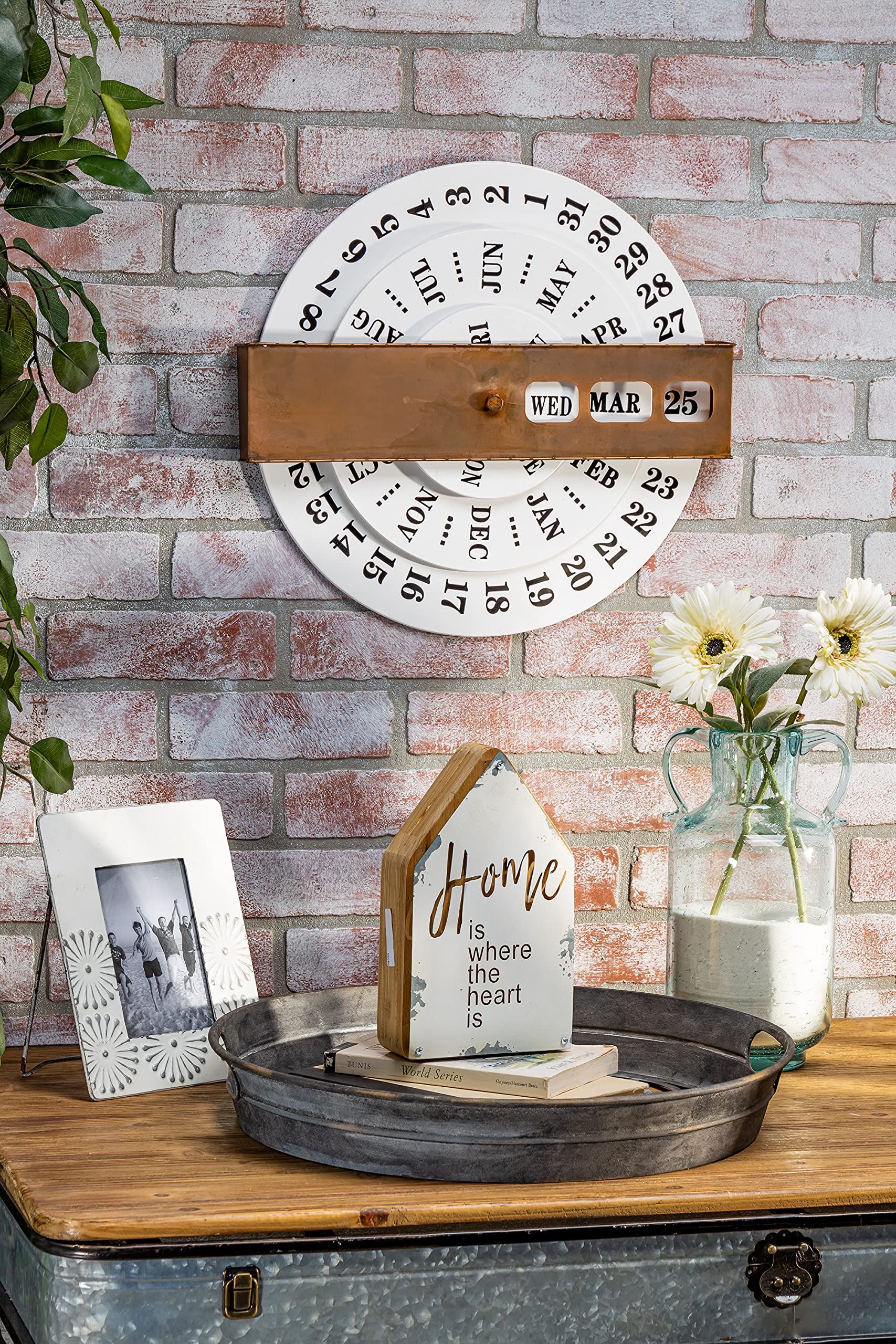 Set of Two 9.65-inch Inspirational Metal and Wood Tabletop Decor - Perfect for Home, Office, or Gift Giving