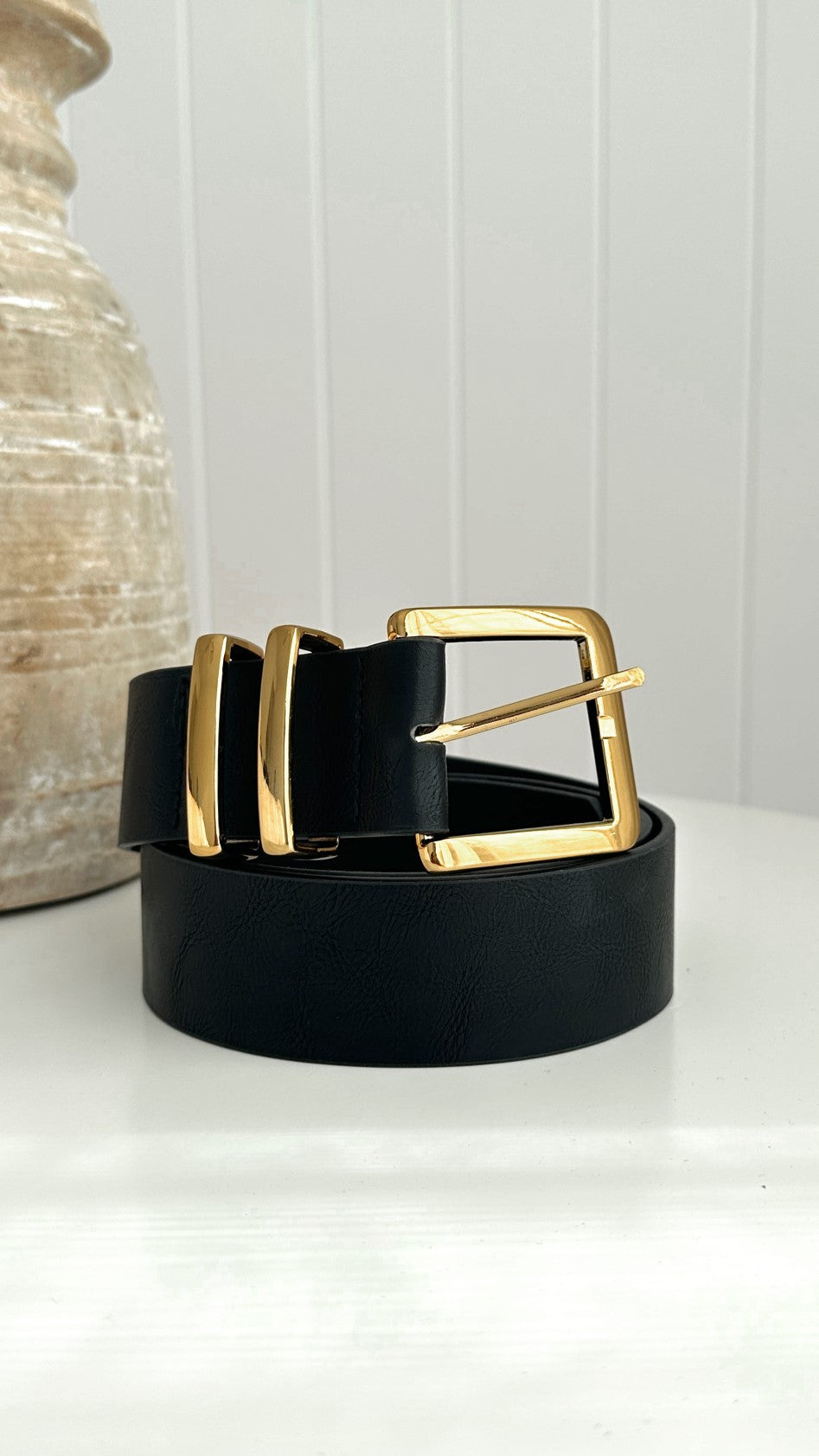 Jabilo Belt for Men - Premium Black & Gold Buckle - Stylish Dress & Casual Wear Accessory for Office, Party & Everyday Outfits