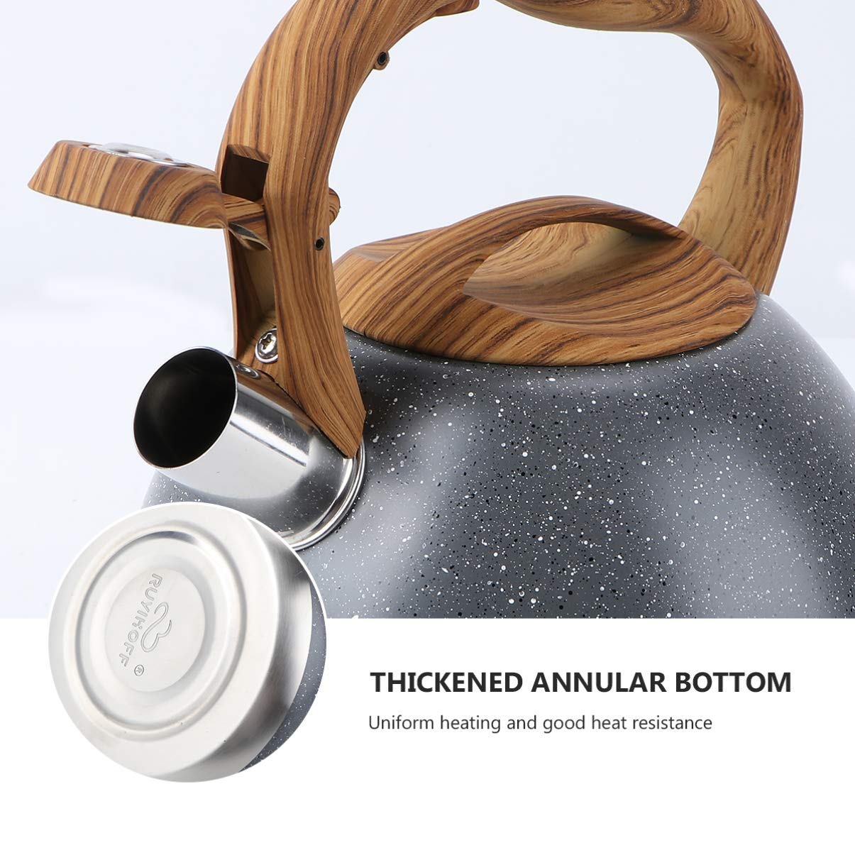 DOITOOL 1Pc Stainless Steel Whistling Tea Kettle - Stovetop Coffee Pot for Gas & Electric Stoves - European Style Hot Water Kettle with Bamboo Handle - Perfect for Making Tea, Coffee & Hot Beverages at Home or Camping