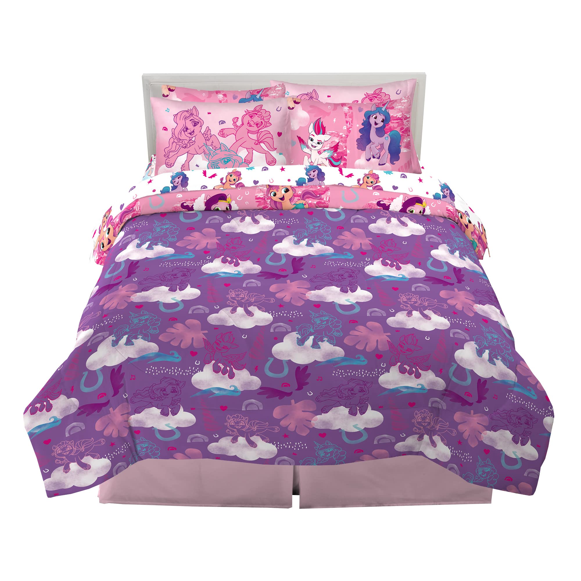 My Little Pony 7-Piece Full Size Kids Bedding Set - Super Soft Comforter, Sheet & Sham | Perfect for Girls' Room Decor & Sleepovers