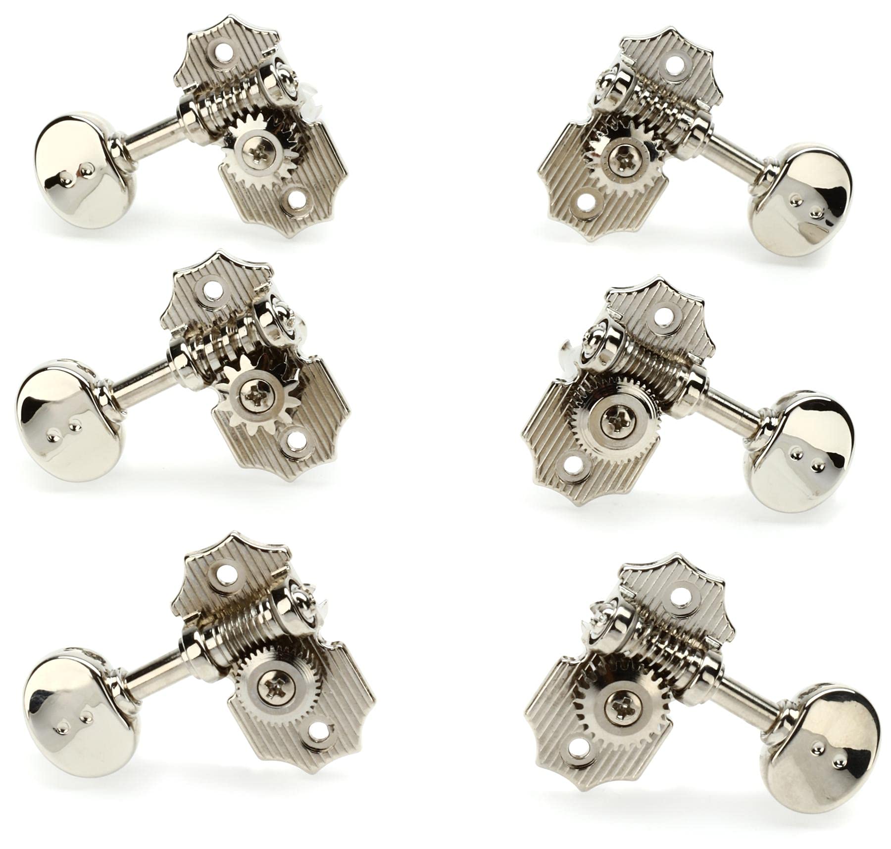 Graph Tech PRN-4324-N0 Ratio Electric 3+3 Tuning Machine Heads - Vintage Waffle-Back Design in Nickel Finish | Perfect for Guitar Upgrades & Vintage Style Restoration