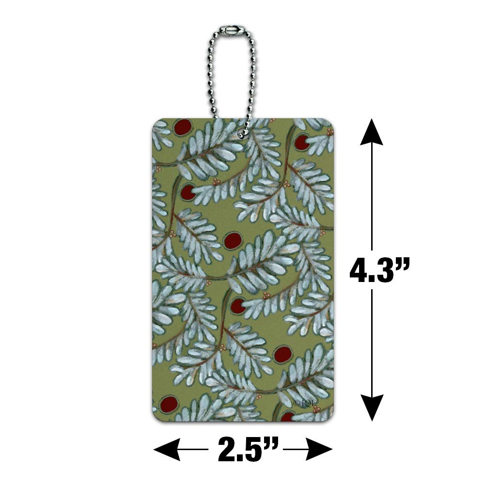 White Leafy Branches Pattern Luggage Tag - Durable Suitcase ID Card for Carry-On Bags - Perfect for Travel, Business Trips & Vacation Identification