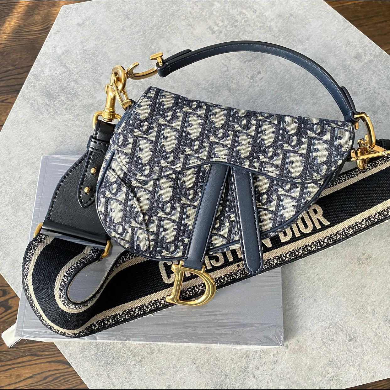 Dior Mini Saddle Bag in Oblique Jacquard with Adjustable Wide Shoulder Strap - Perfect for Everyday Use, Date Nights & Travel Accessories