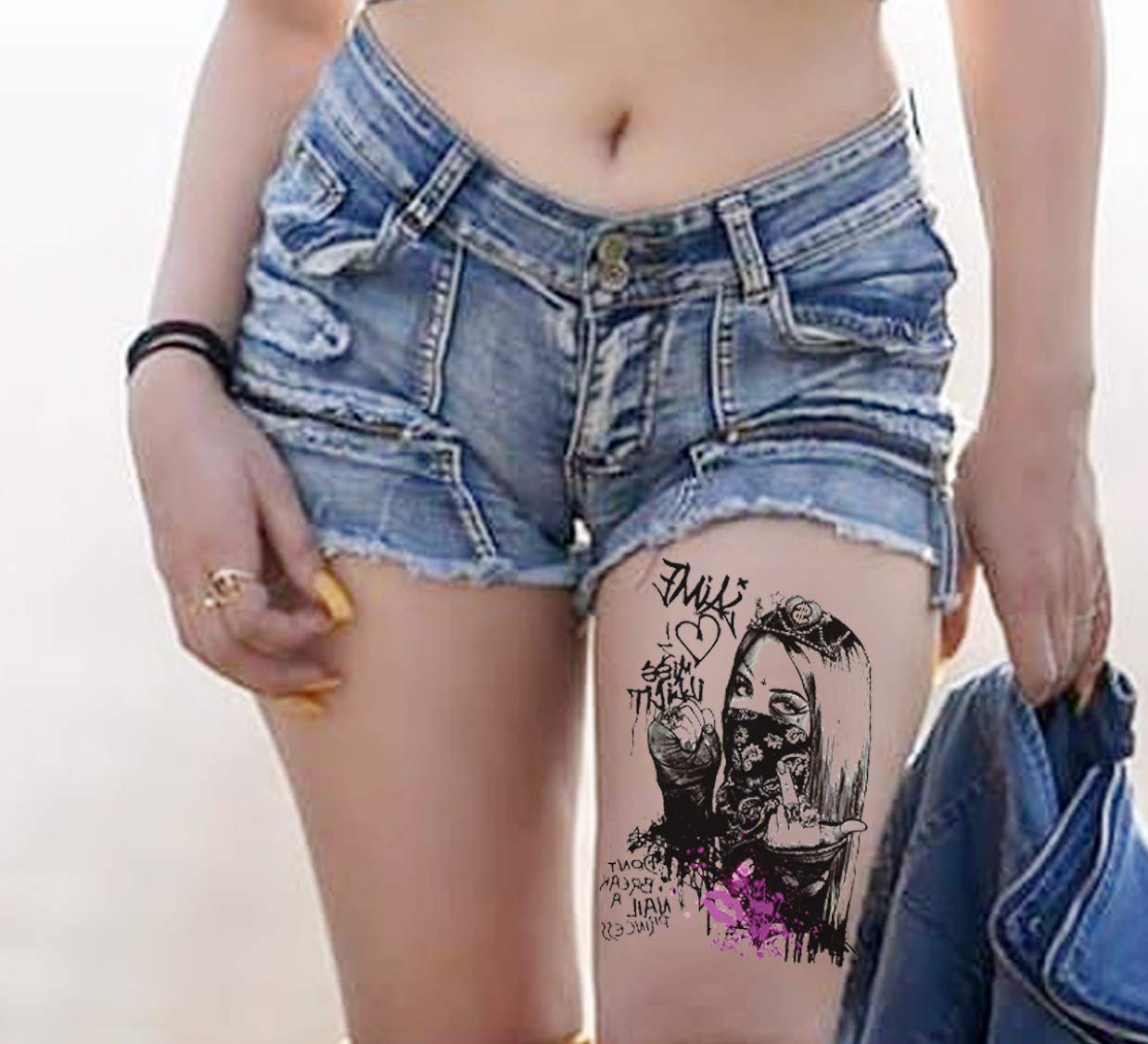 Waterproof Temporary Tattoo Stickers for Men & Women - 3D Realistic Flowers, Butterflies, Stars, Angels, Wolves & Armband Designs (19x12cm) | Perfect for Parties, Halloween, Cosplay & Body Art