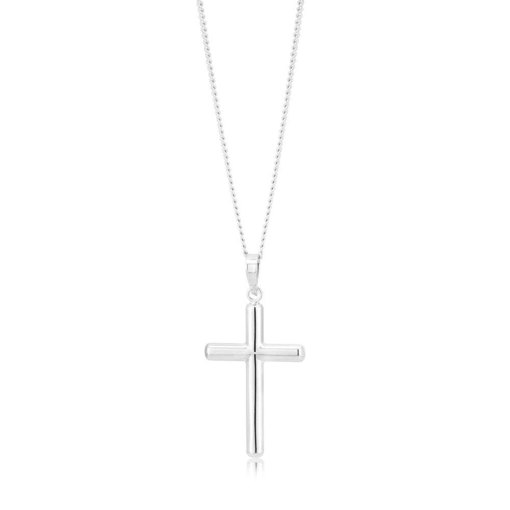 9ct White Gold Plain Cross Pendant for Women - Elegant Minimalist Necklace for Everyday Wear, Gift Giving & Religious Occasions