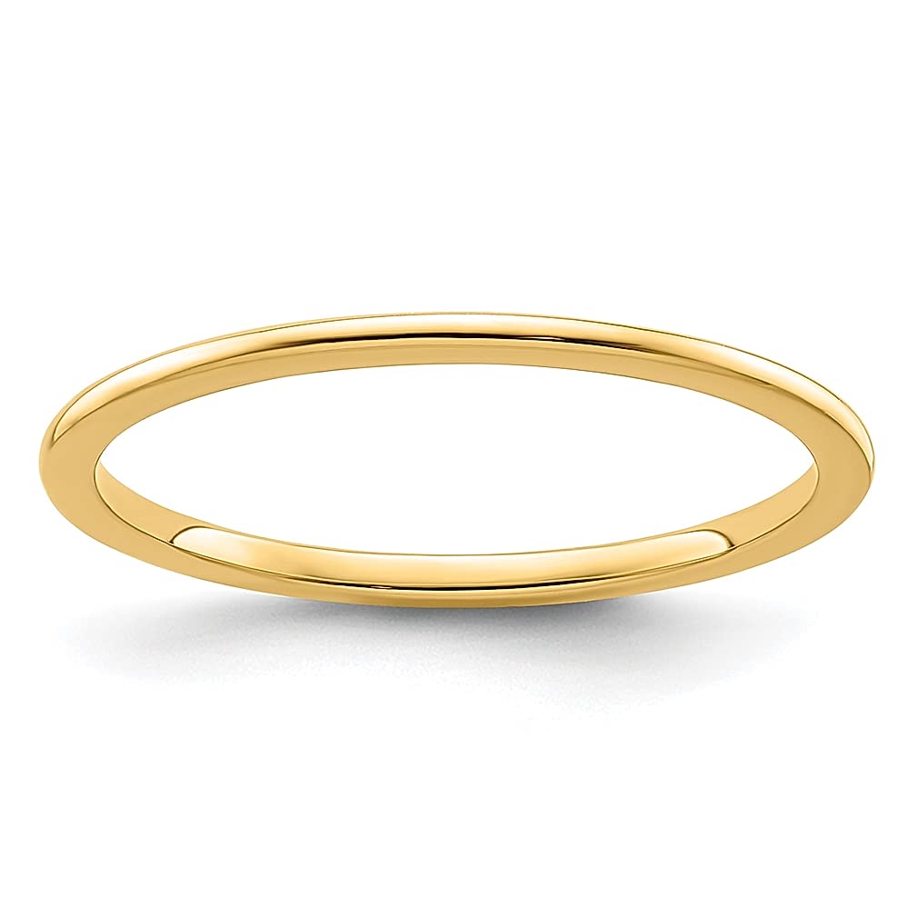 10K Yellow Gold 1.2mm Half Round Stackable Band Ring - Size 6 Smooth Wedding Band for Women, Classic Fine Jewelry Gift for Her - Perfect for Stacking, Anniversary Gifts & Everyday Wear